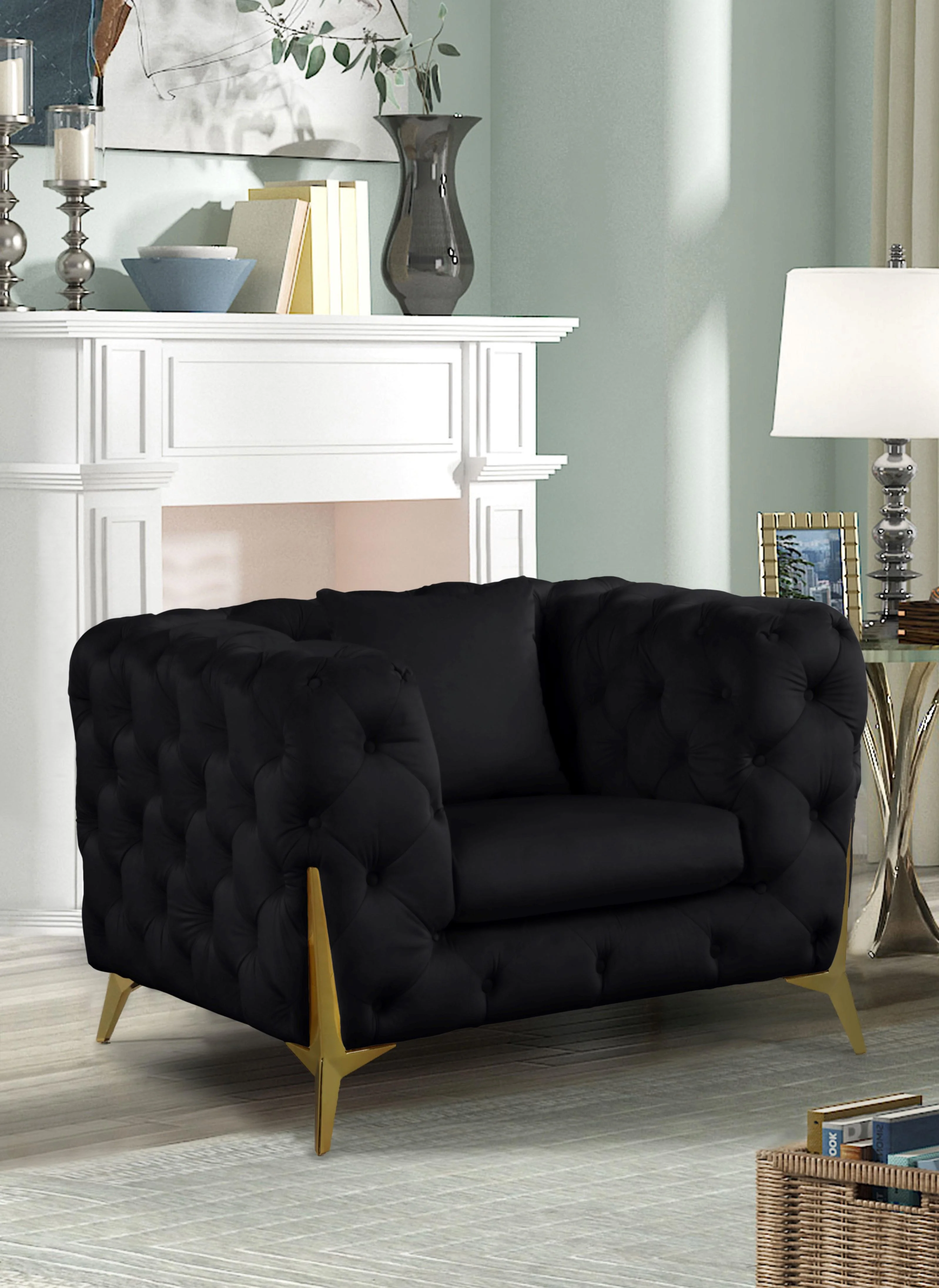 Kingdom Black Velvet Chair - Image 2