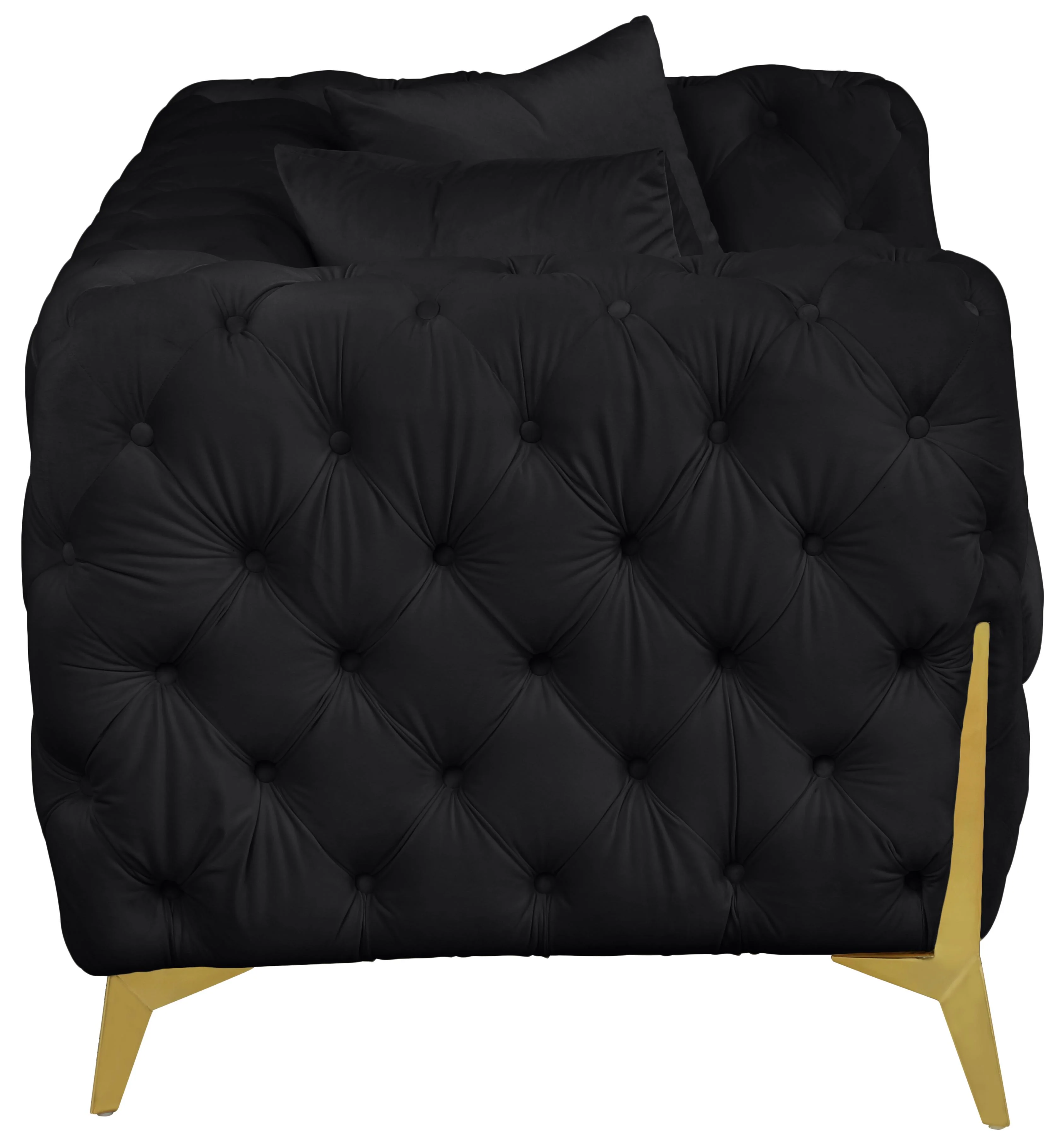 Kingdom Black Velvet Loveseat - Image 4