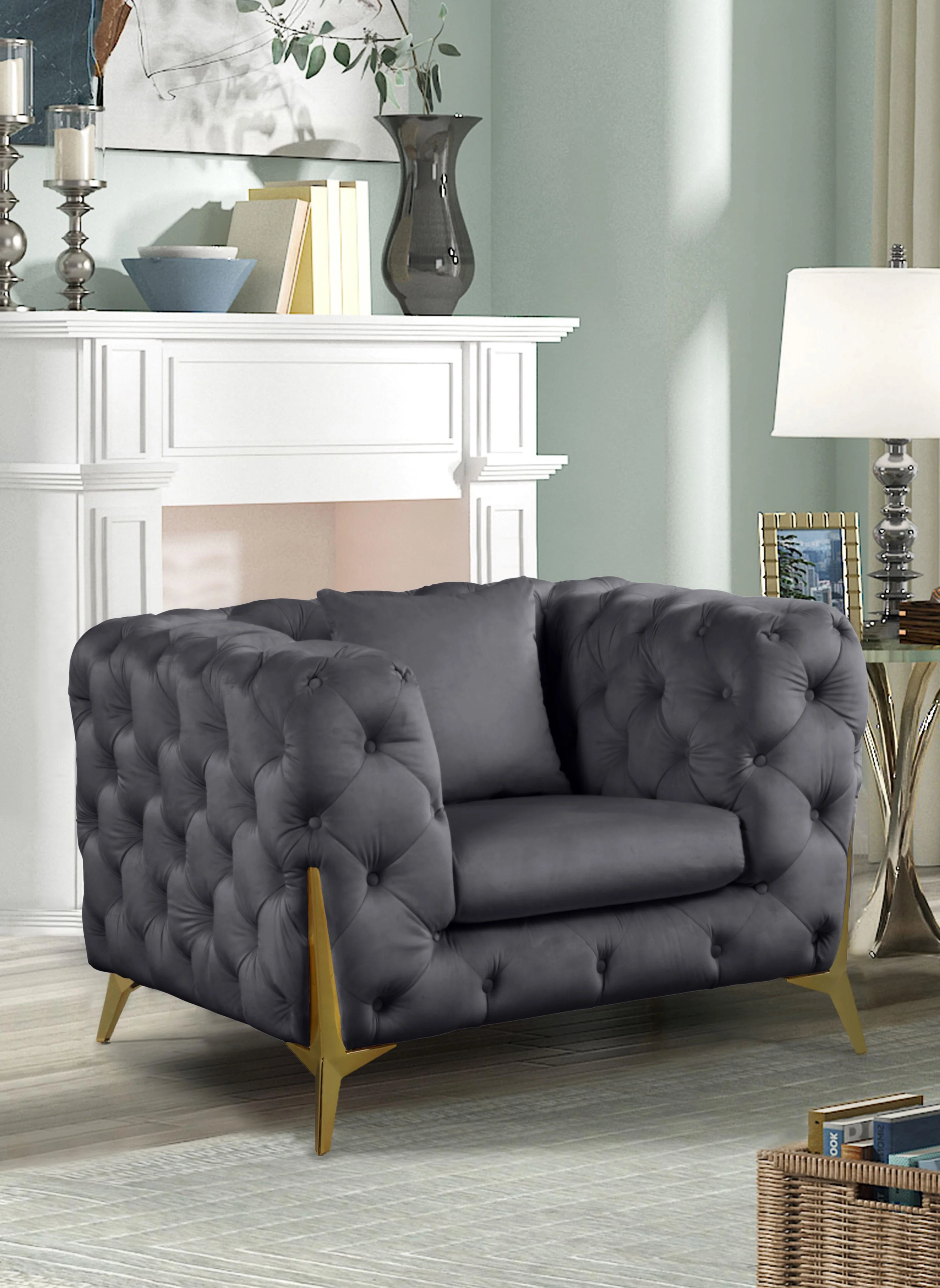 Kingdom Grey Velvet Chair - Image 2