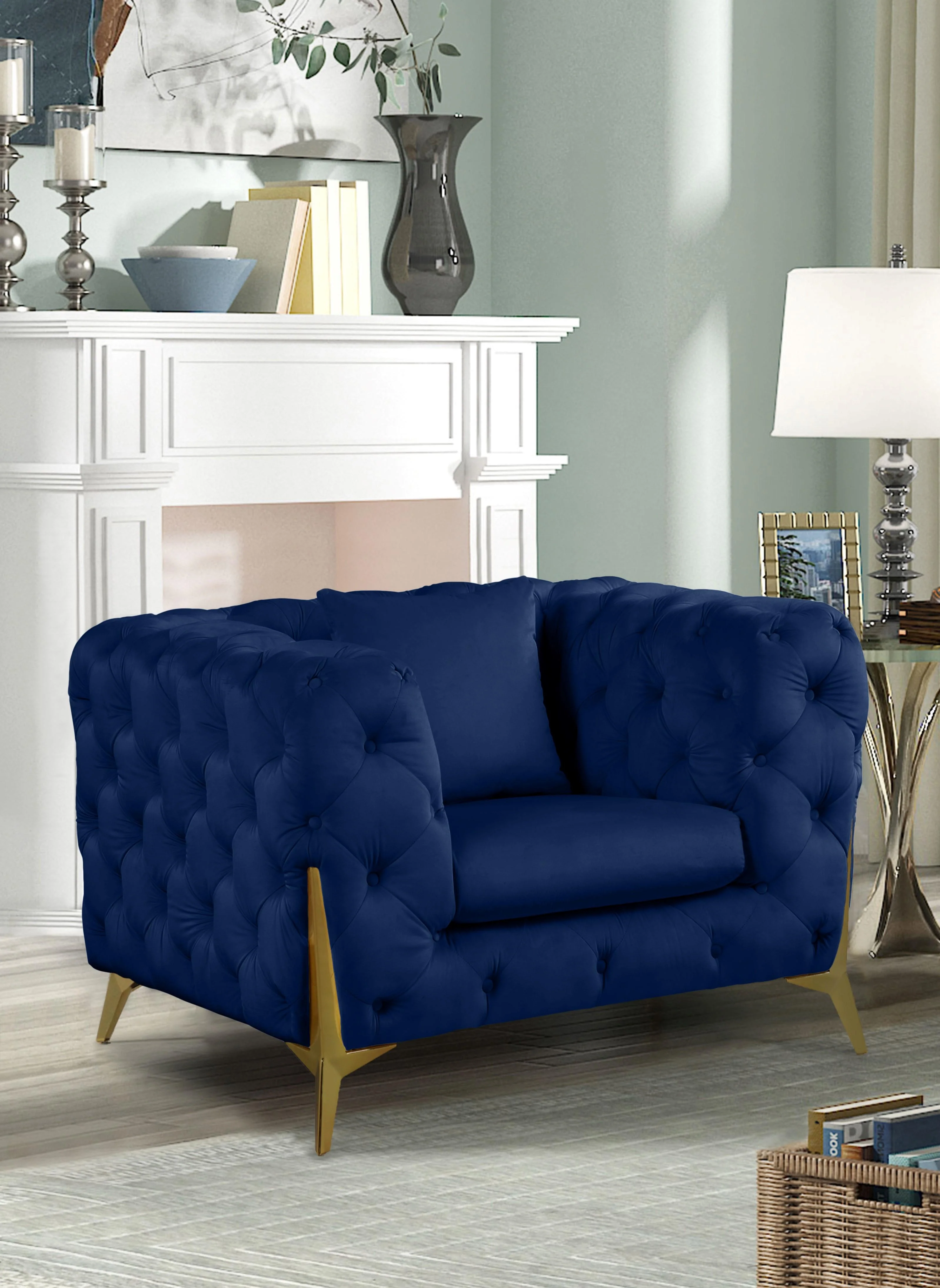Kingdom Navy Velvet Chair - Image 2