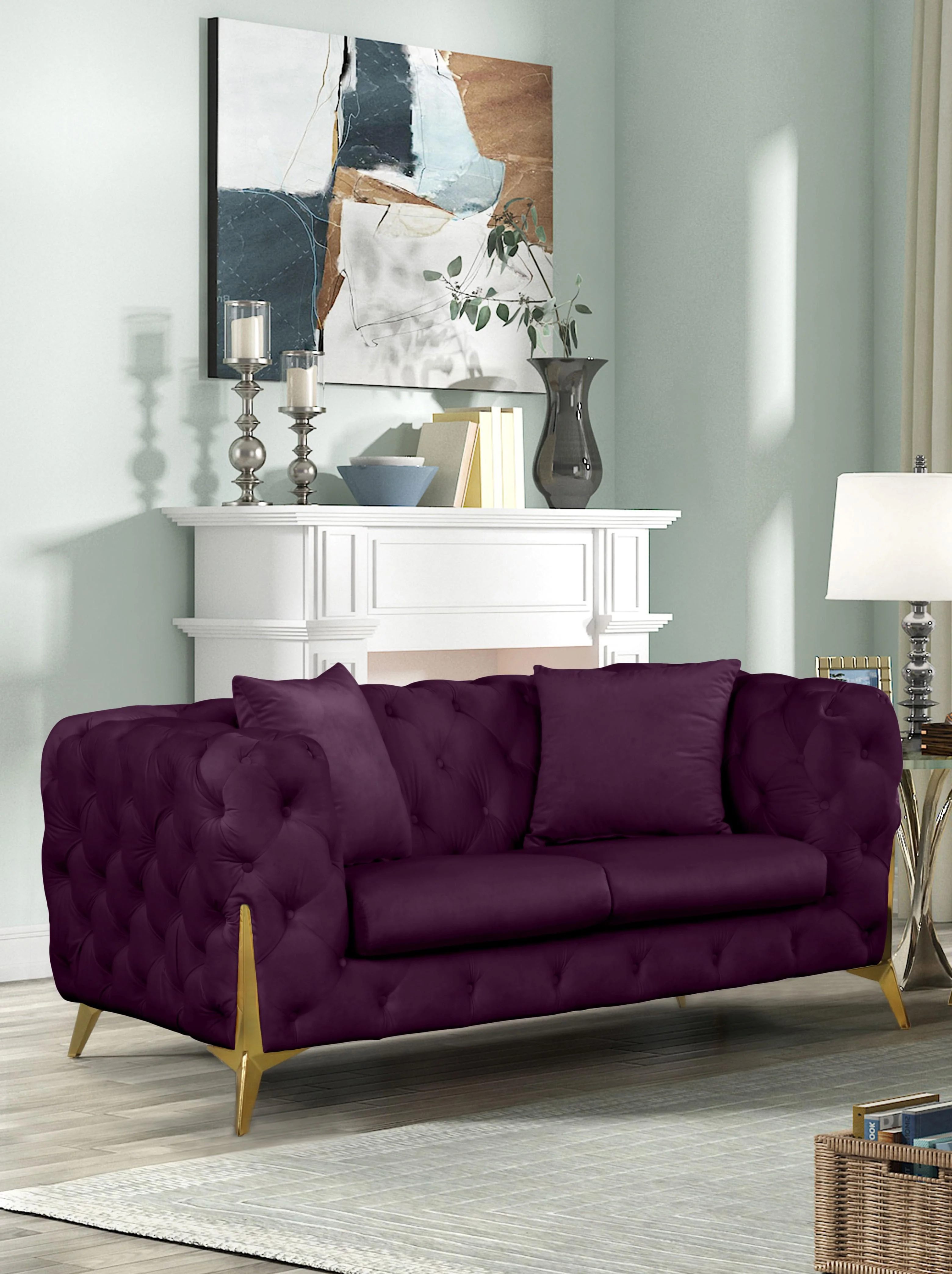 Kingdom Purple Velvet Loveseat - Image 2