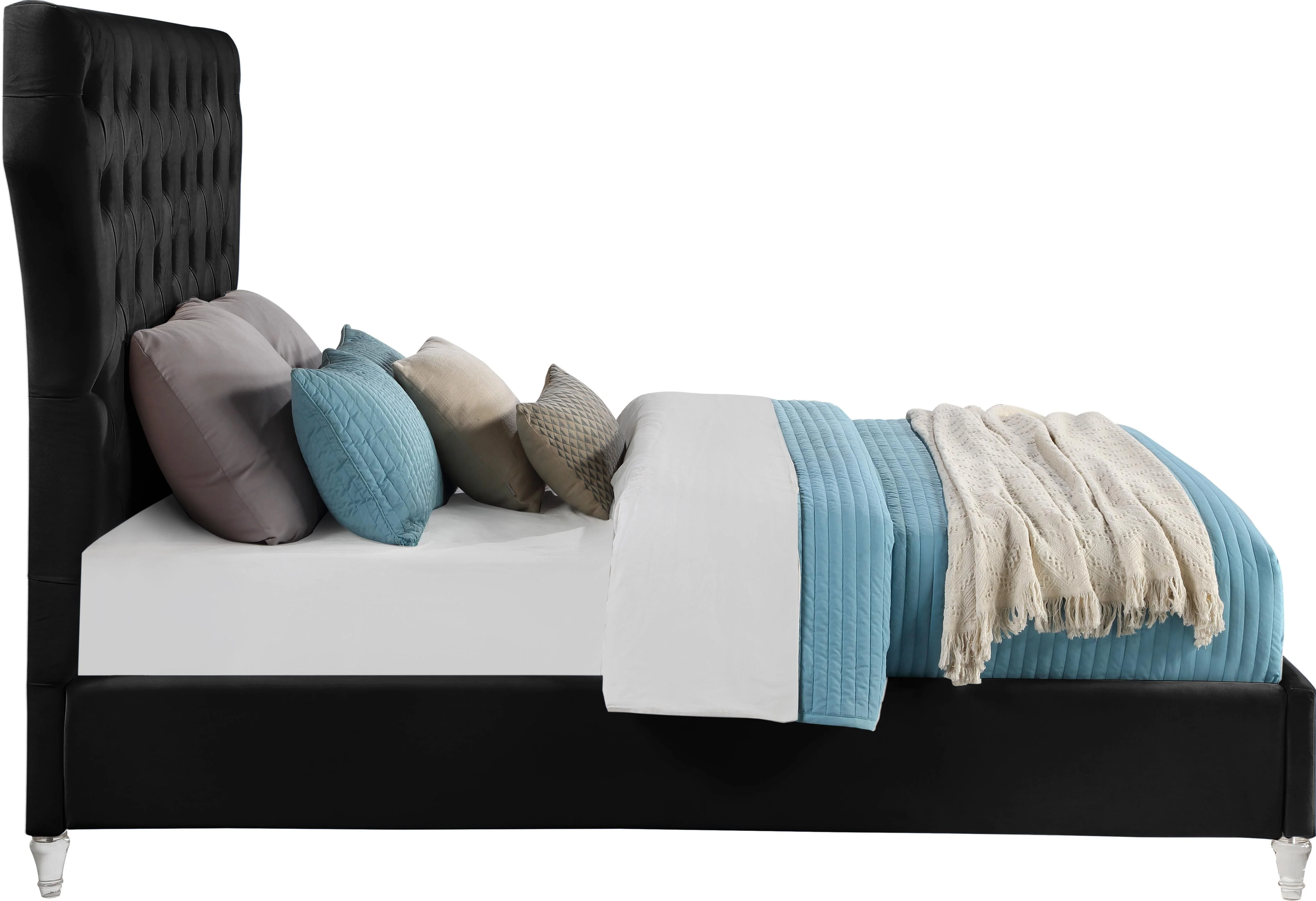 Kira Black Velvet King Bed - Image 4