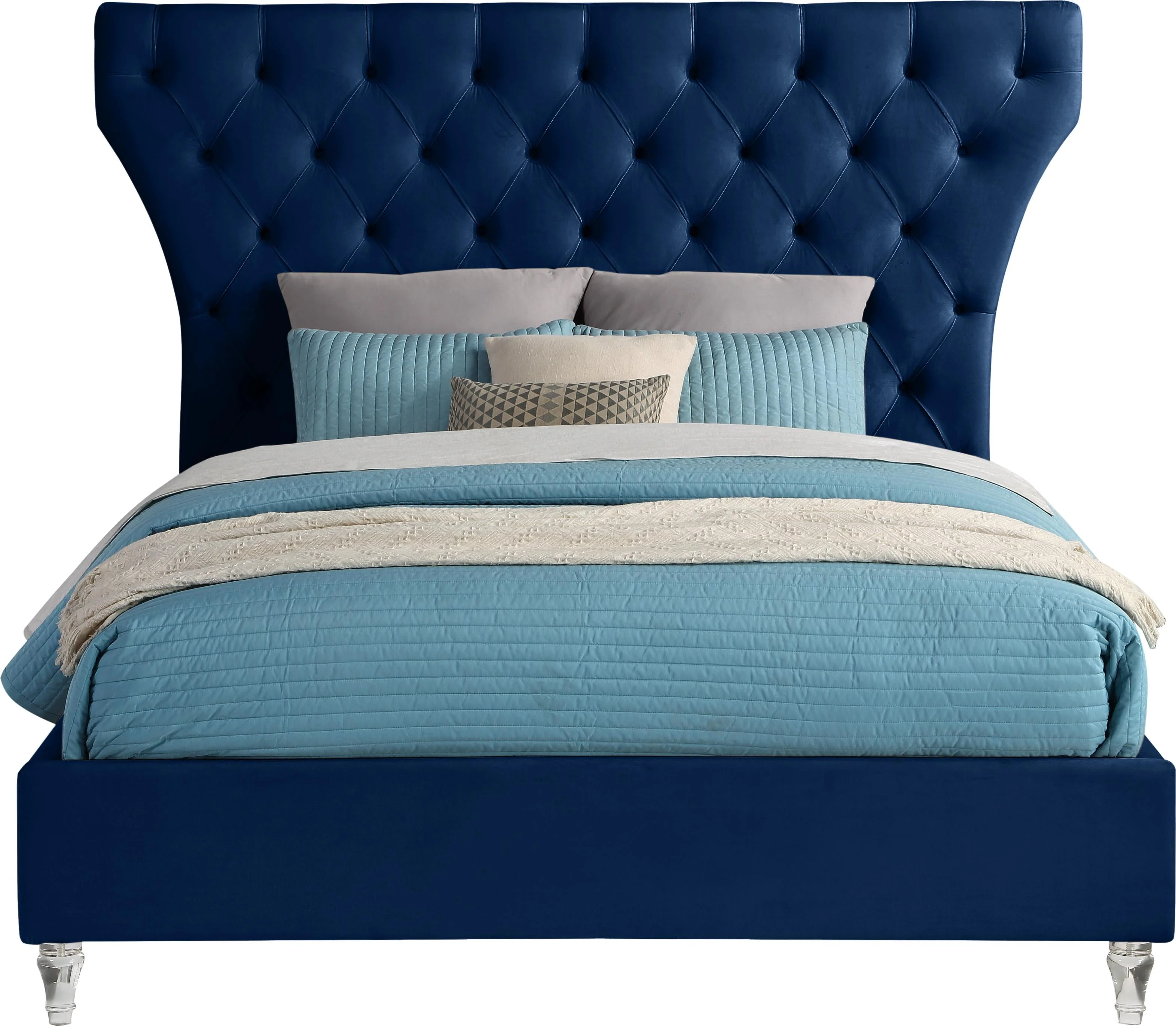 Kira Navy Velvet King Bed - Image 3