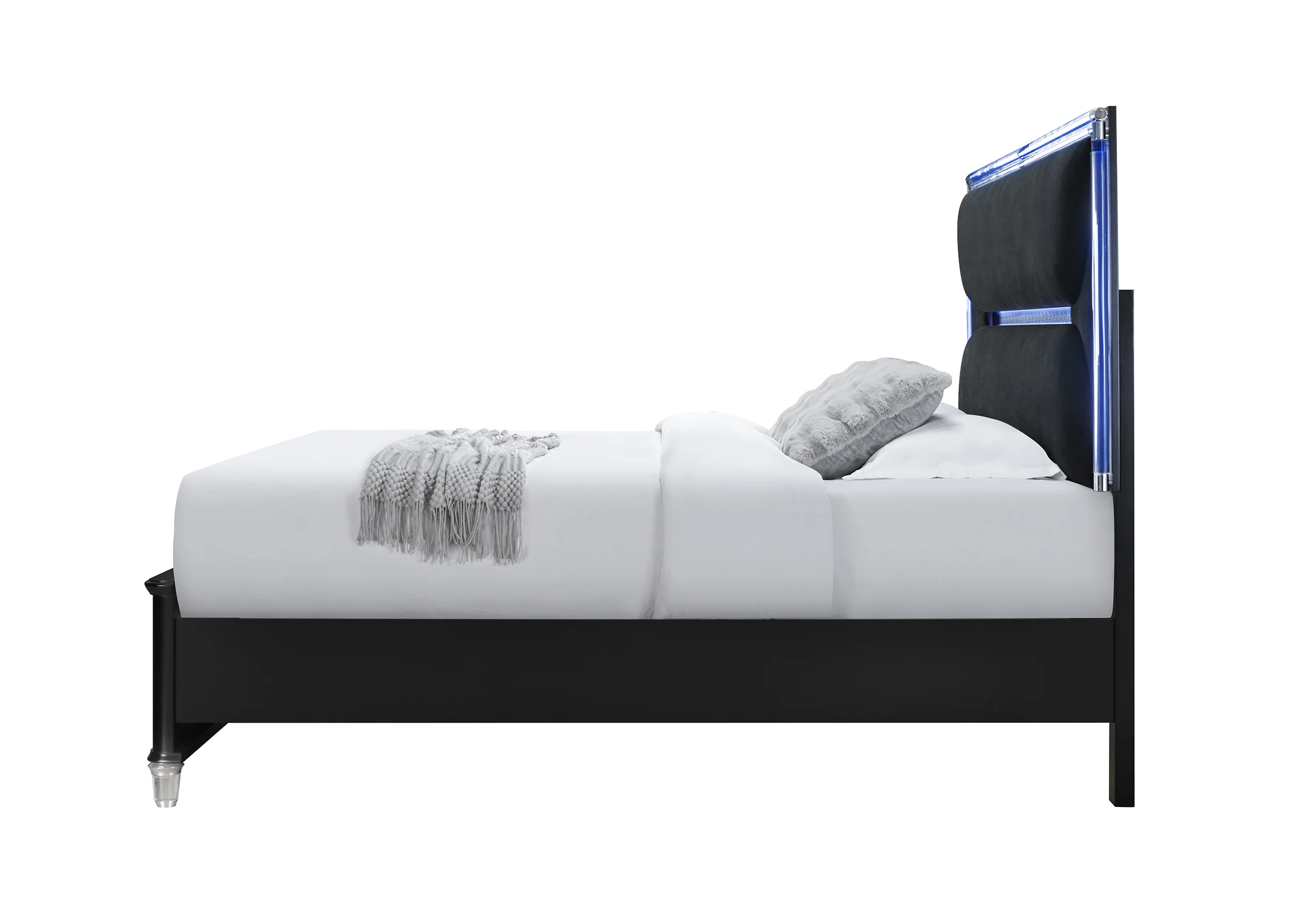 LANDO BLACK KING BED WITH CONTINUOUS LED - Image 3