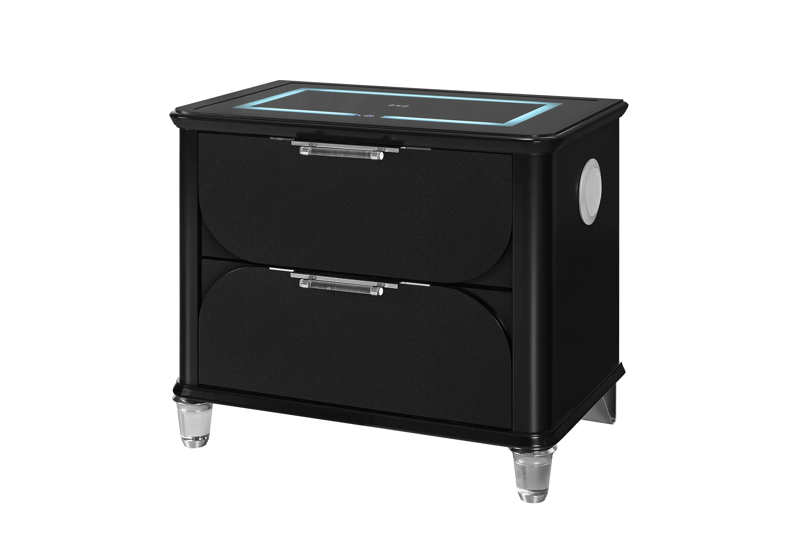 LANDO BLACK NIGHTSTAND WITH SPEAKER AND WIRELESS CHARGING PLATFORM - Image 2