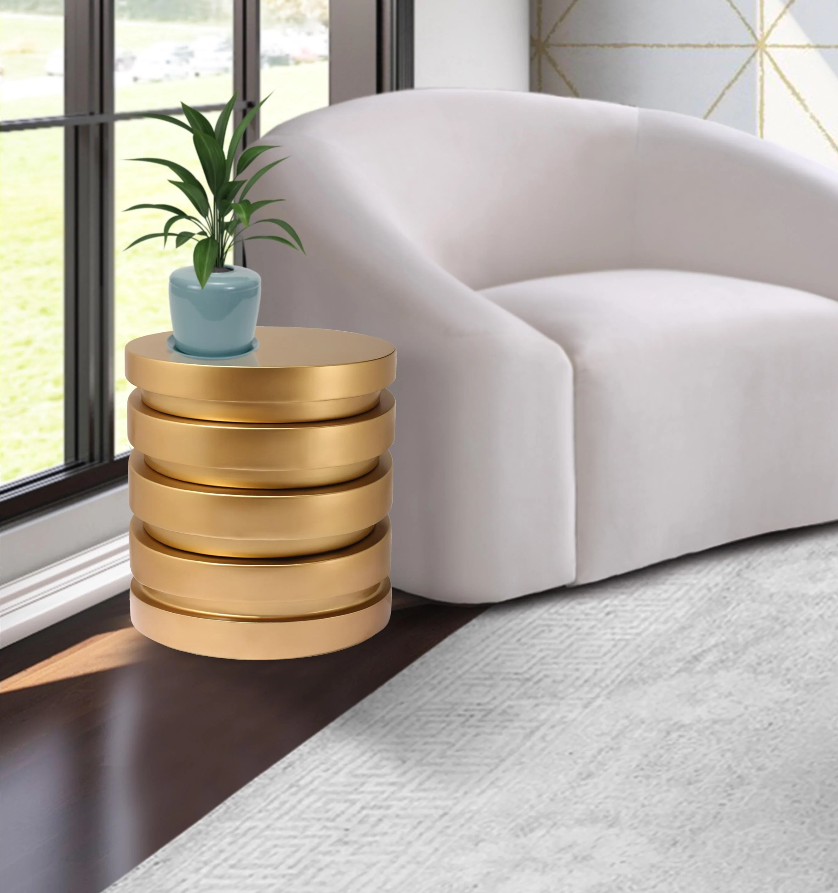 Levels Brushed Gold End Table - Image 2