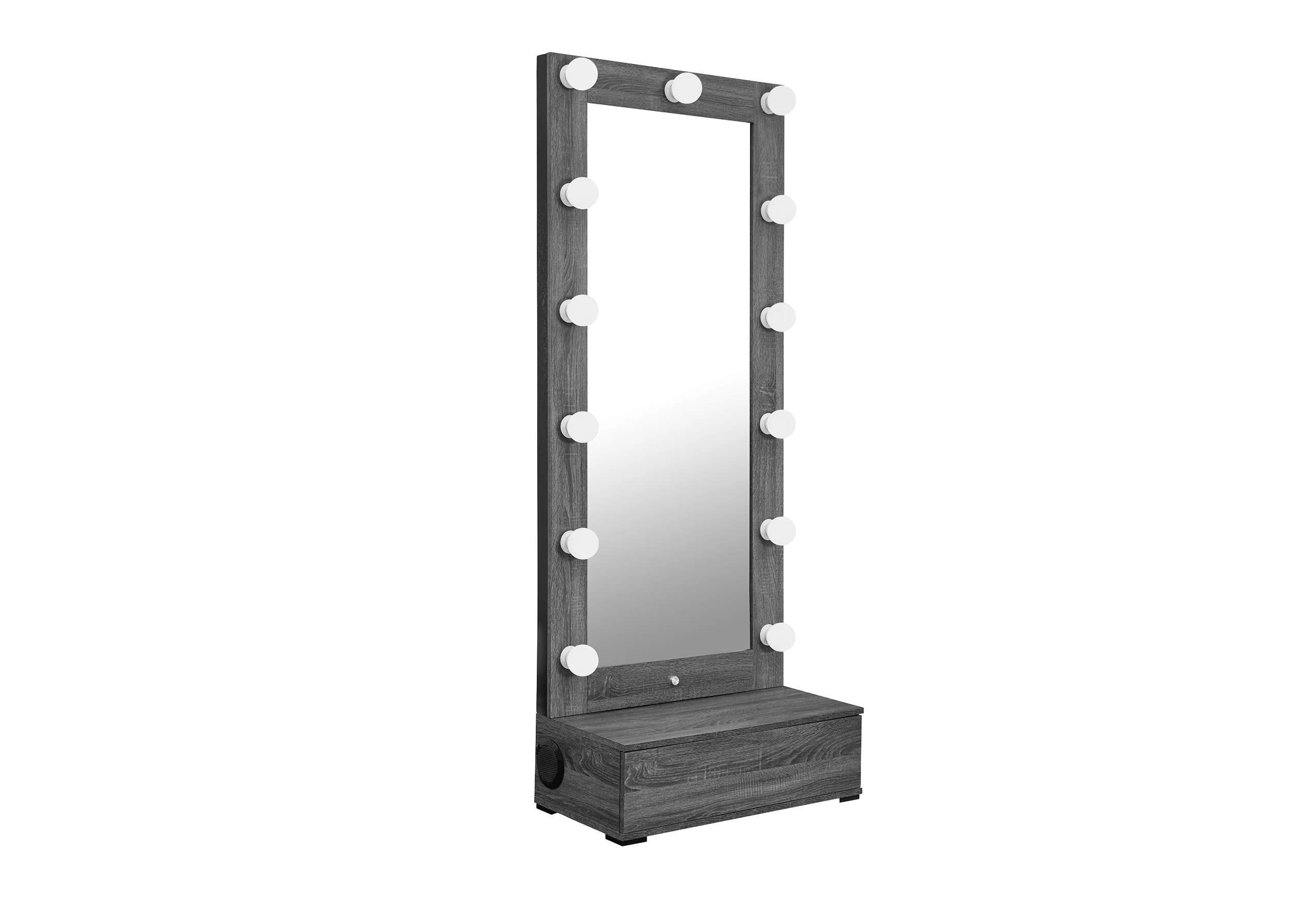 LEXI GREY TALL MIRROR WITH DRAWER AND SPEAKERS - Image 2
