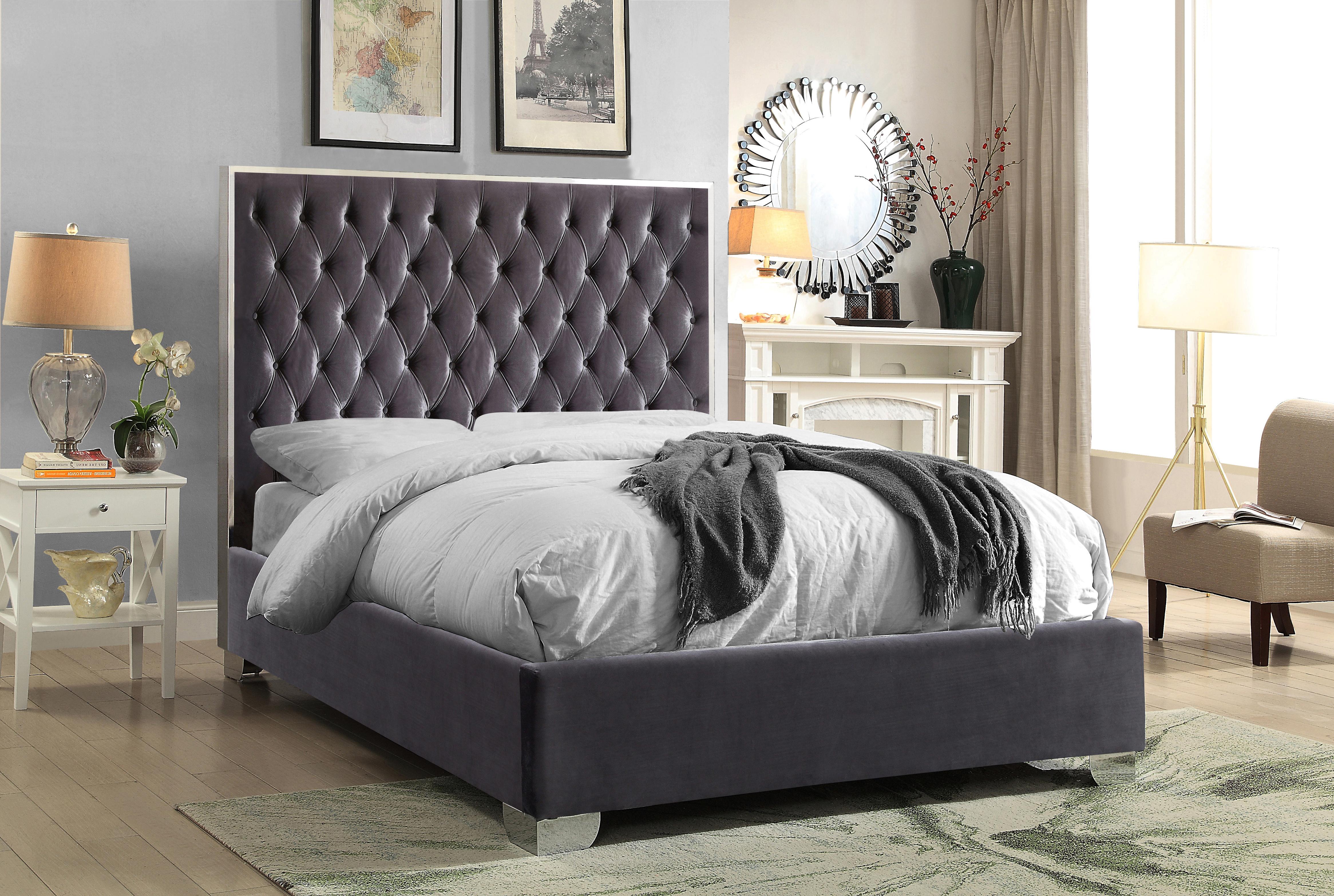 Lexi Grey Velvet King Bed - Image 2