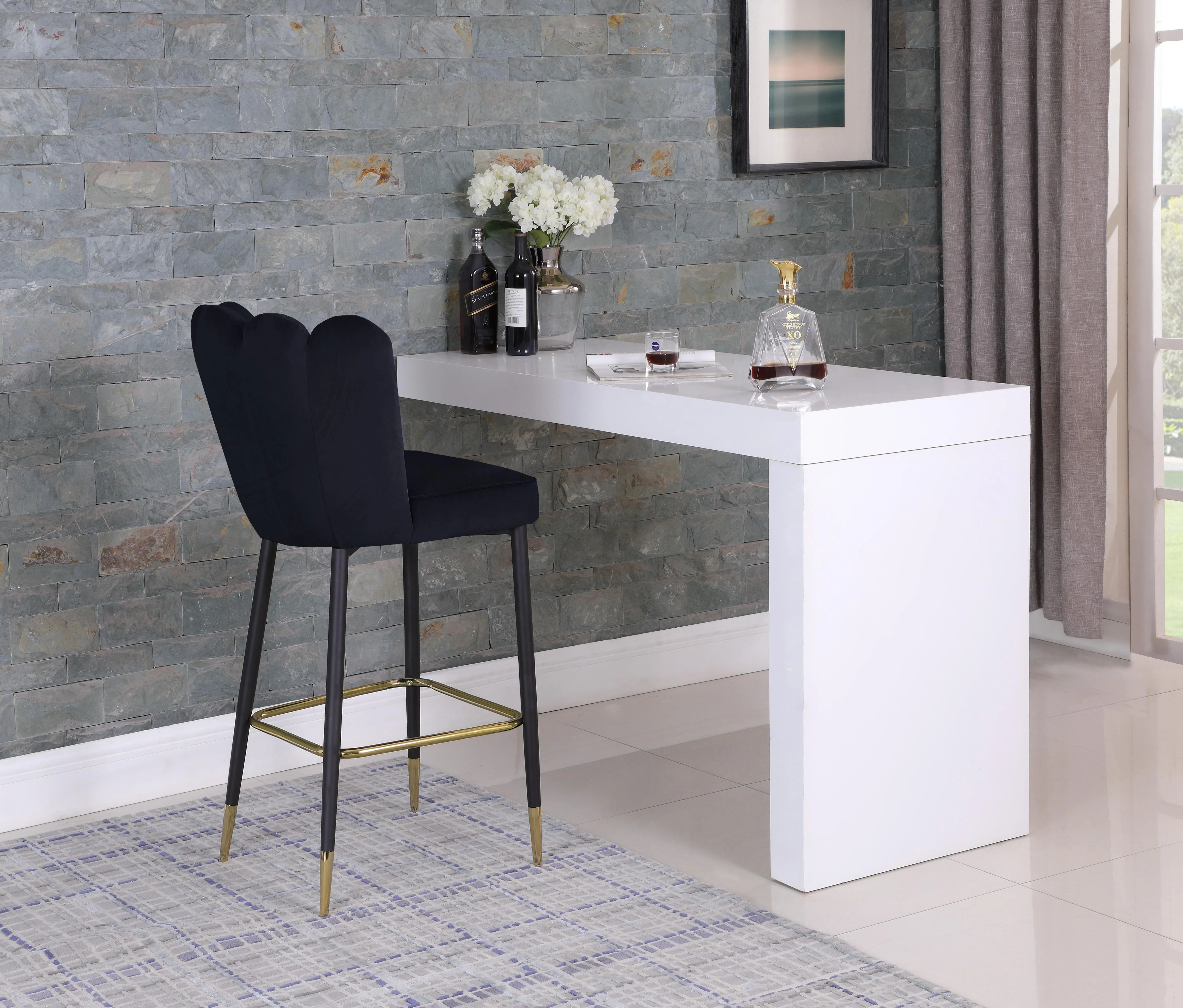 Lily Black Velvet Stool - Image 7