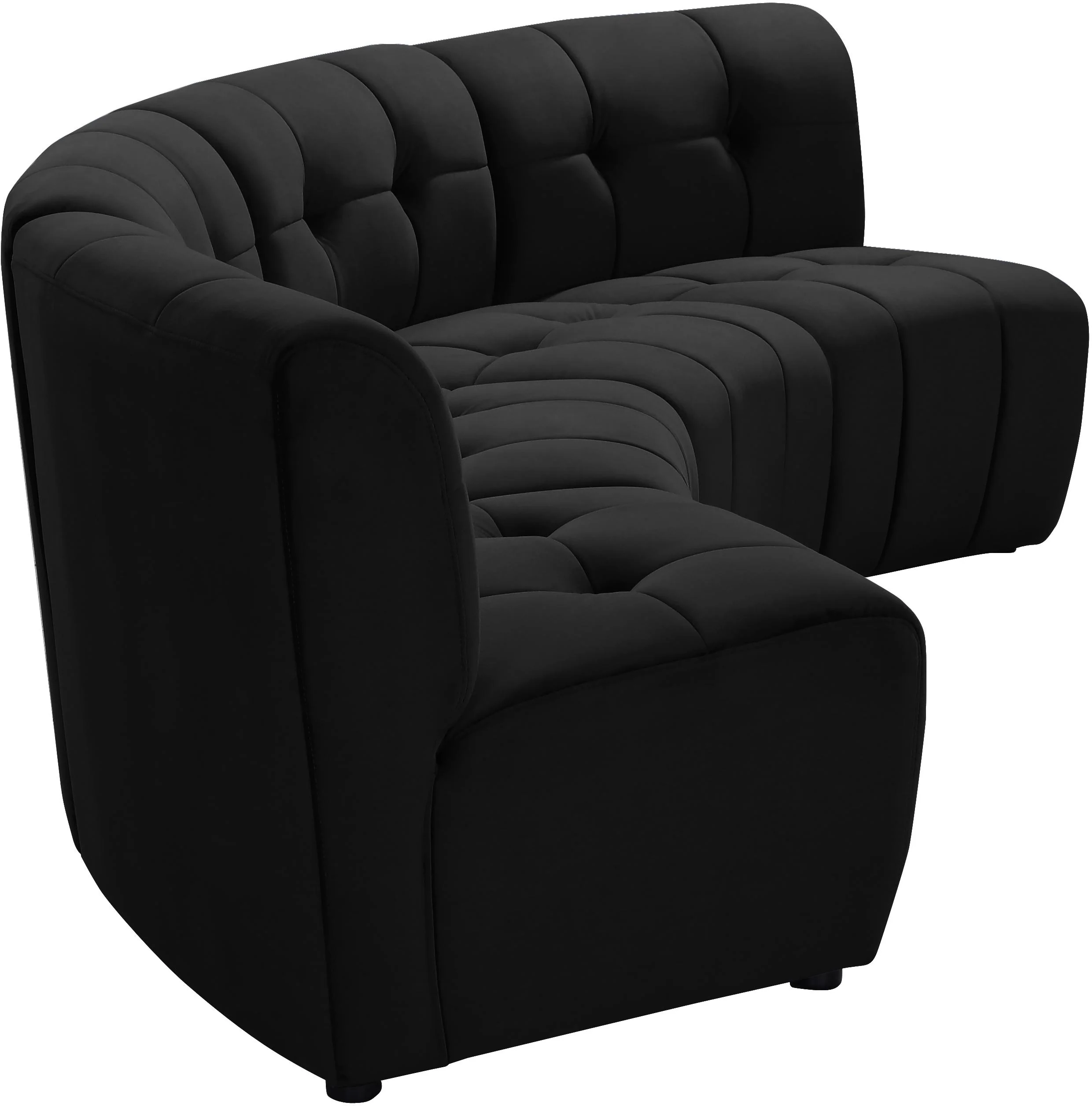 Limitless Black Velvet 4pc. Modular Sectional - Image 6