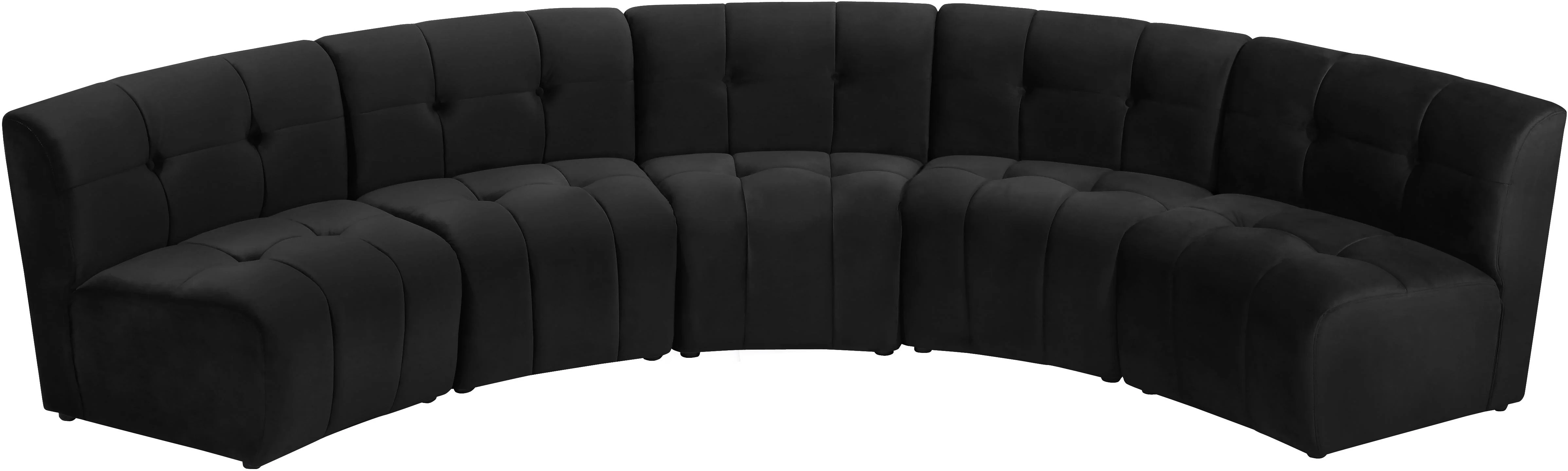 Limitless Black Velvet 5pc. Modular Sectional - Image 5