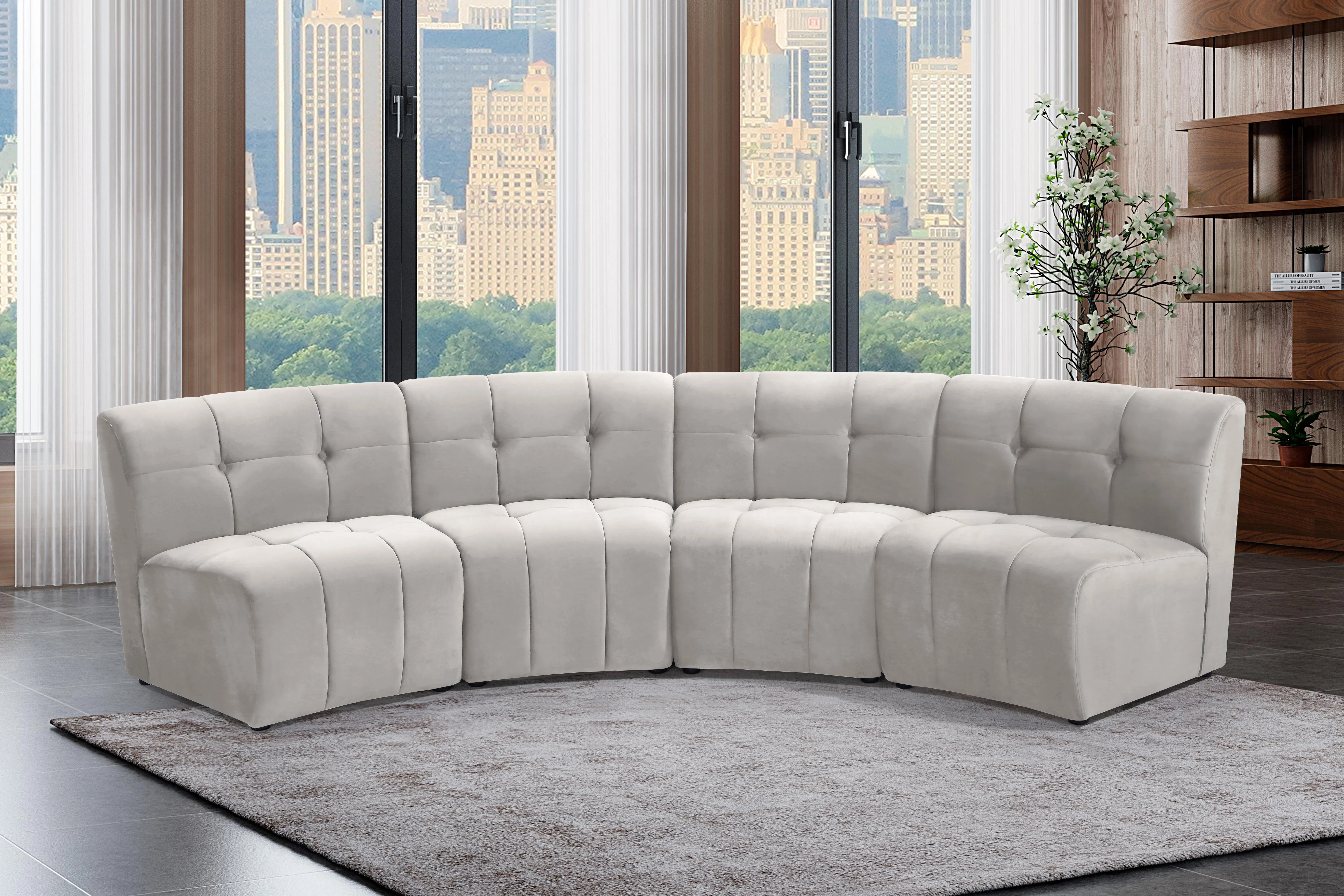 Limitless Cream Velvet 4pc. Modular Sectional - Image 2