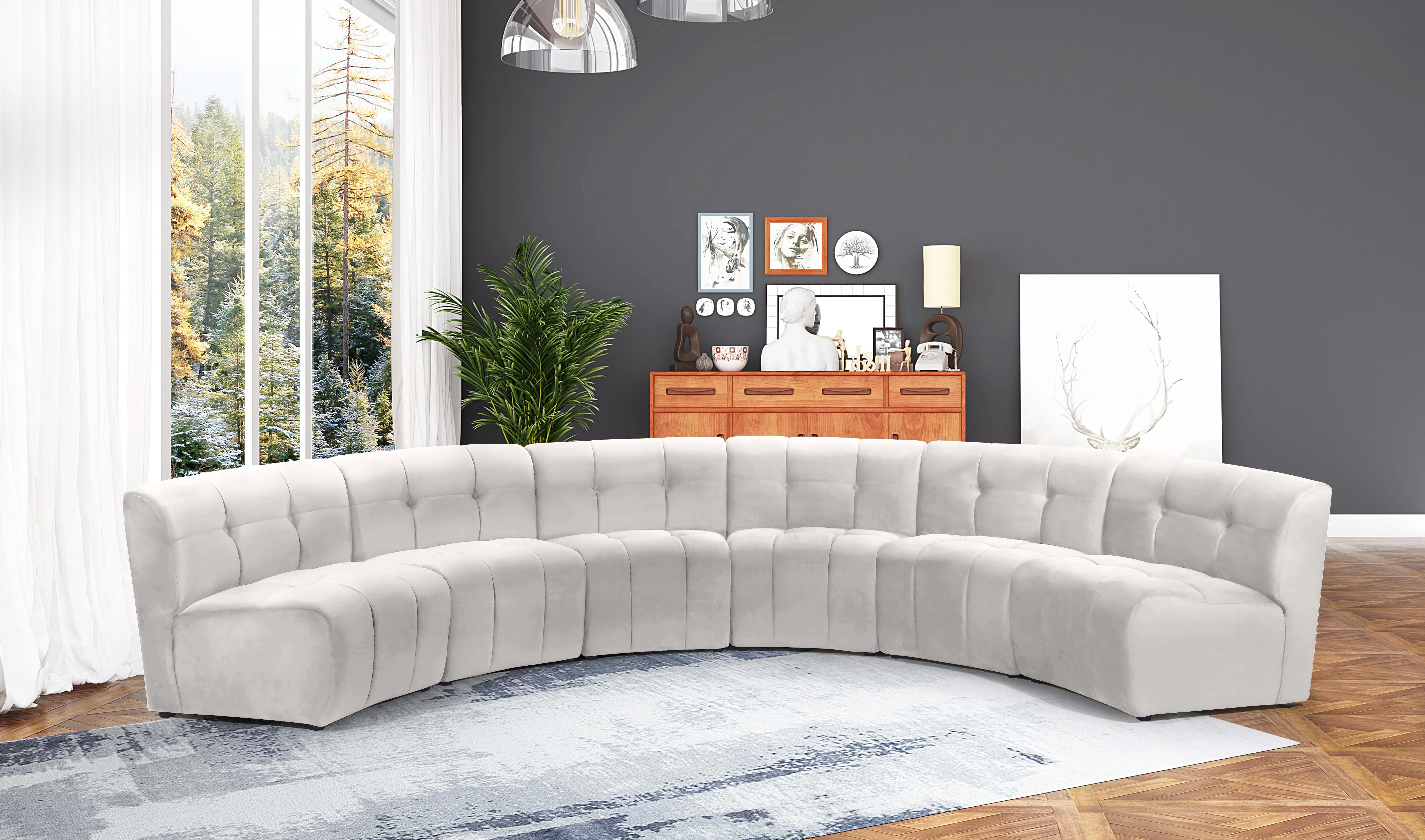Limitless Cream Velvet 6pc. Modular Sectional - Image 2