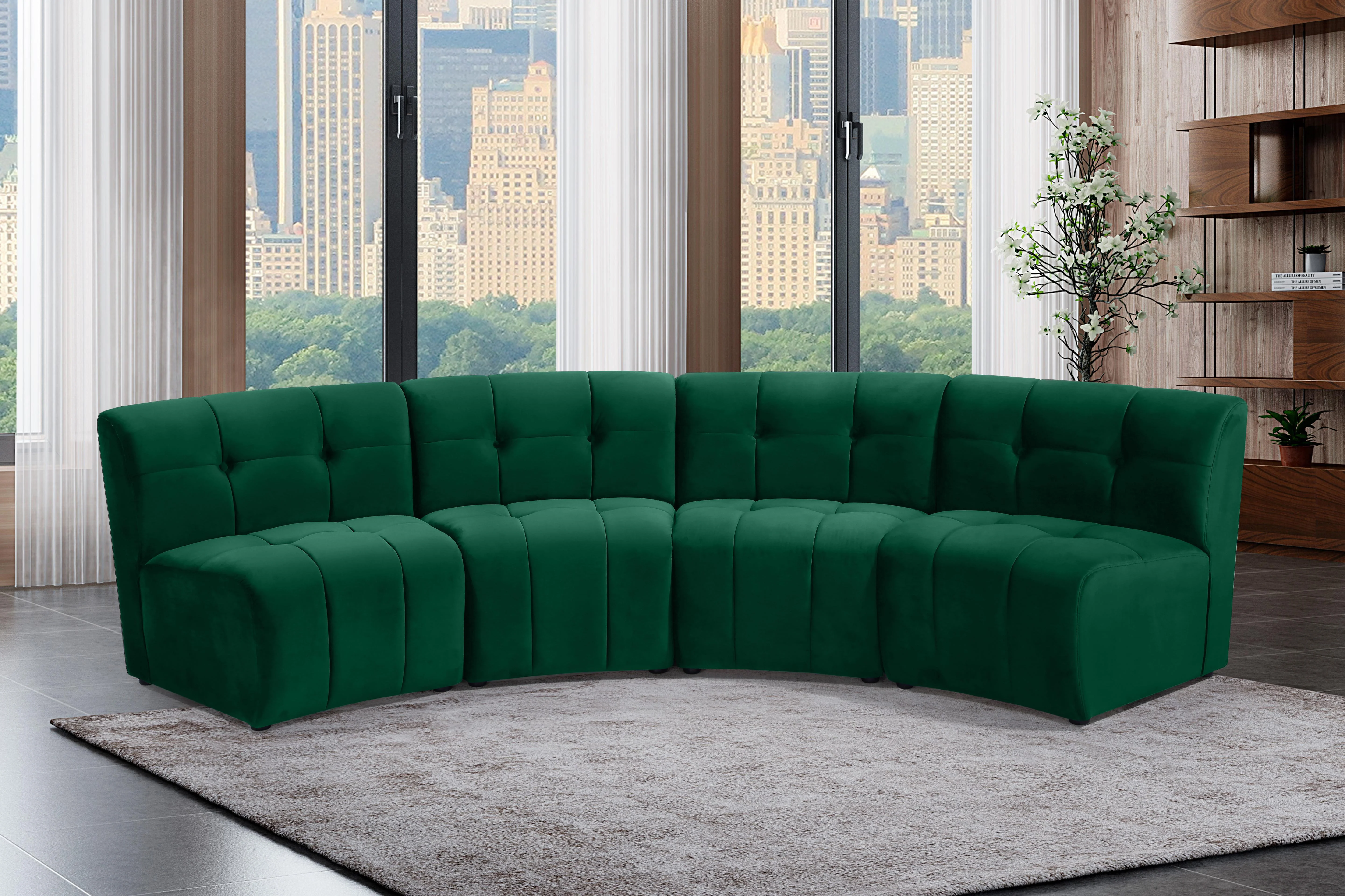 Limitless Green Velvet 4pc. Modular Sectional - Image 2