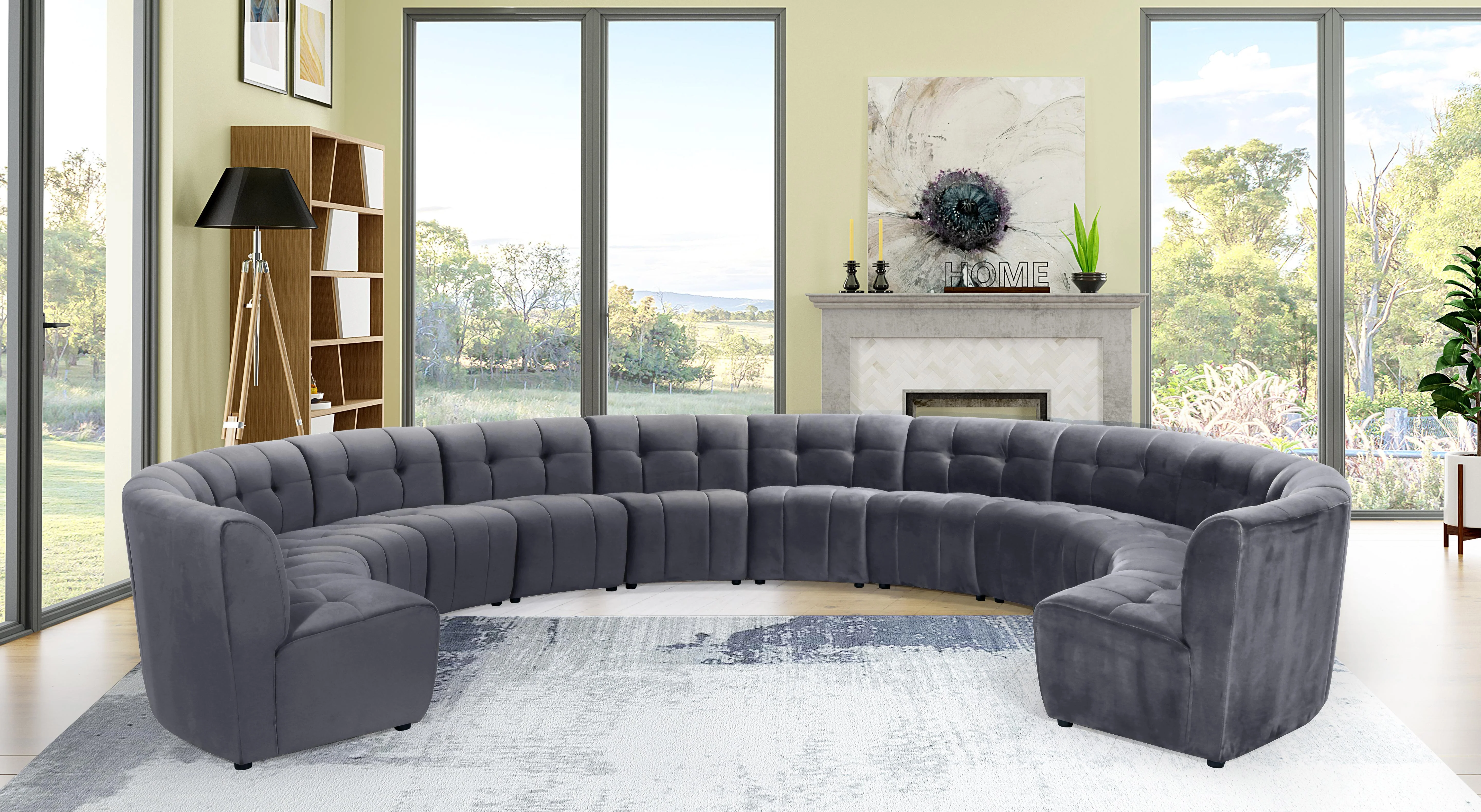 Limitless Grey Velvet 12pc. Modular Sectional - Image 2