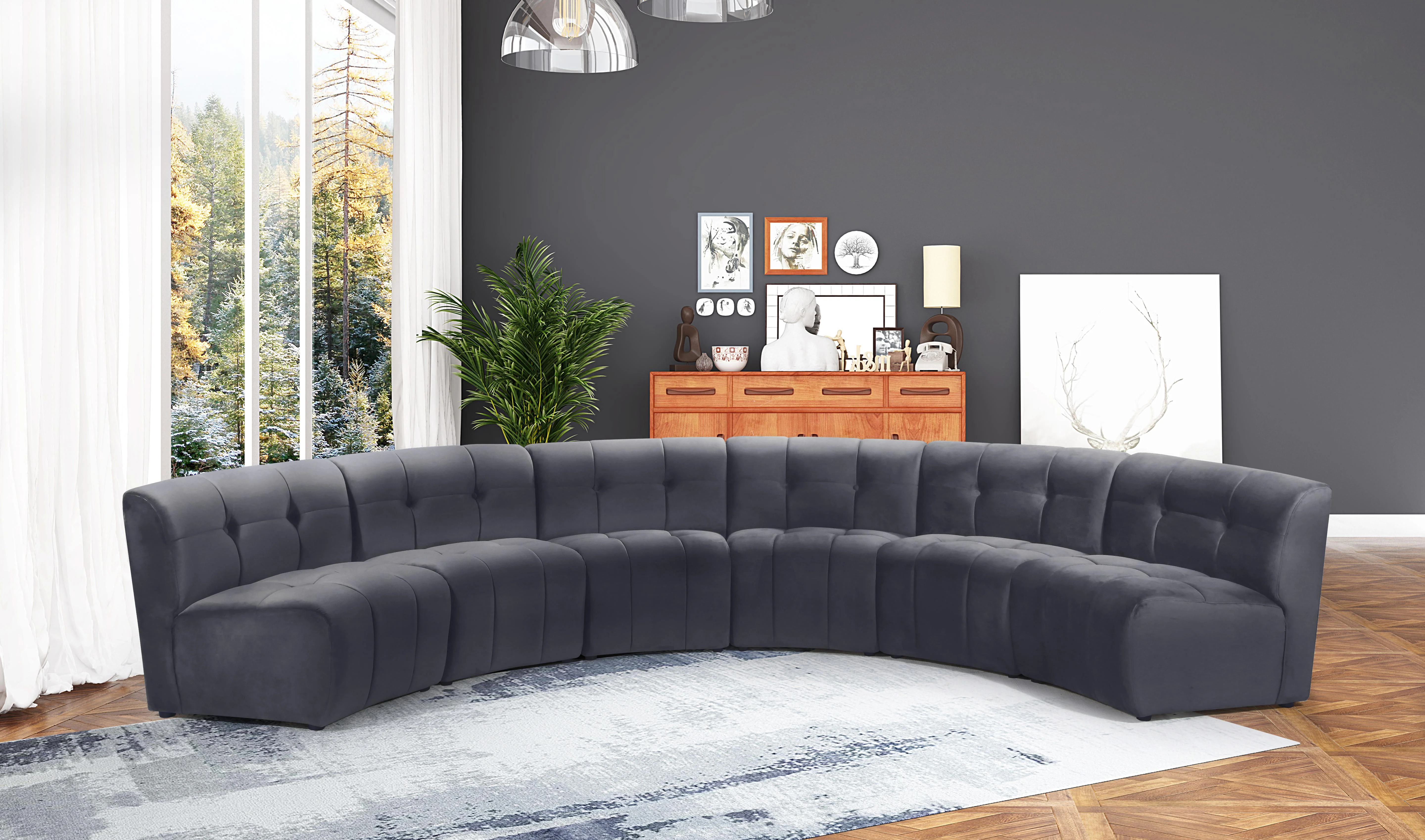 Limitless Grey Velvet 6pc. Modular Sectional - Image 2