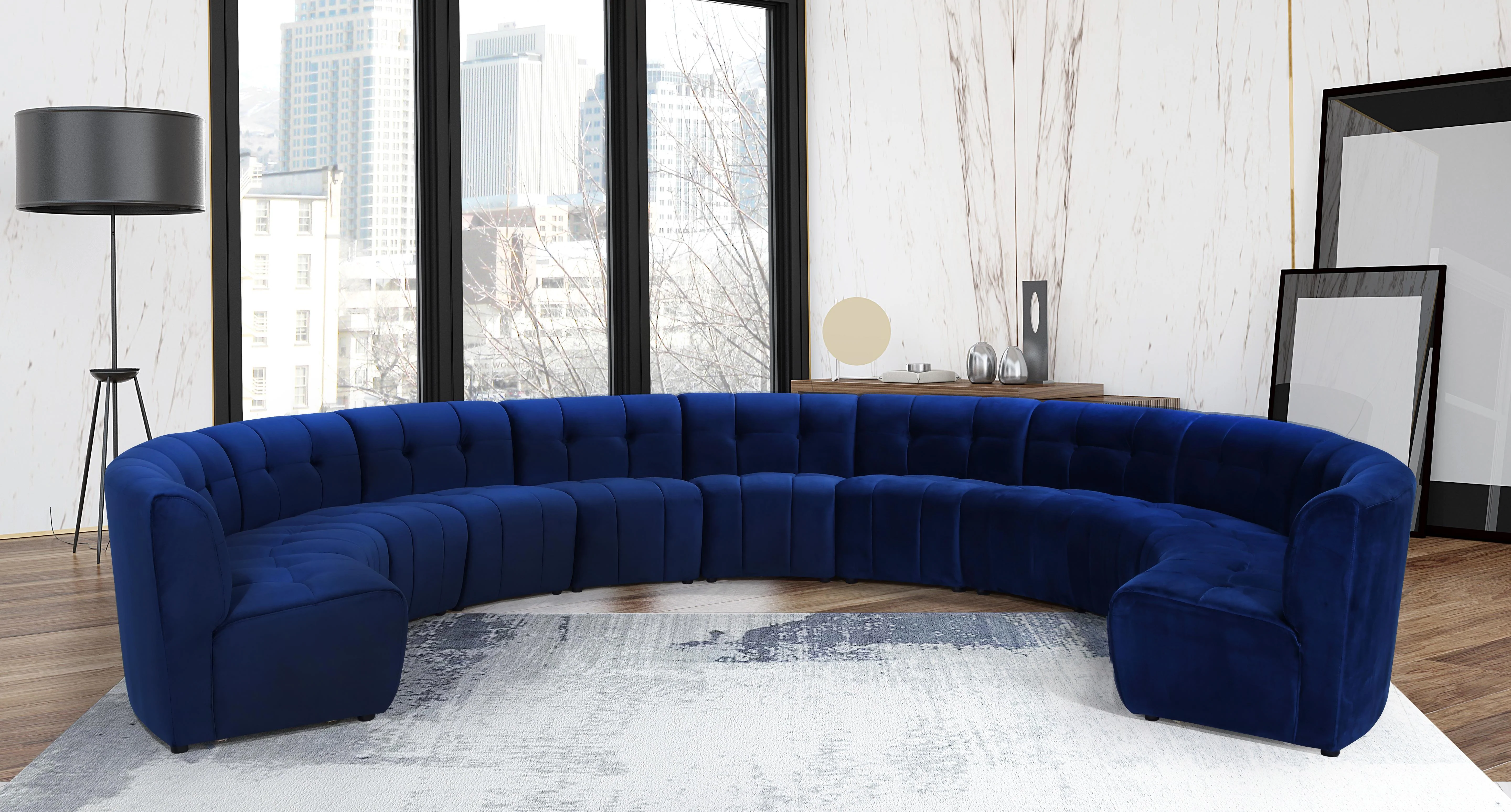 Limitless Navy Velvet 11pc. Modular Sectional - Image 2