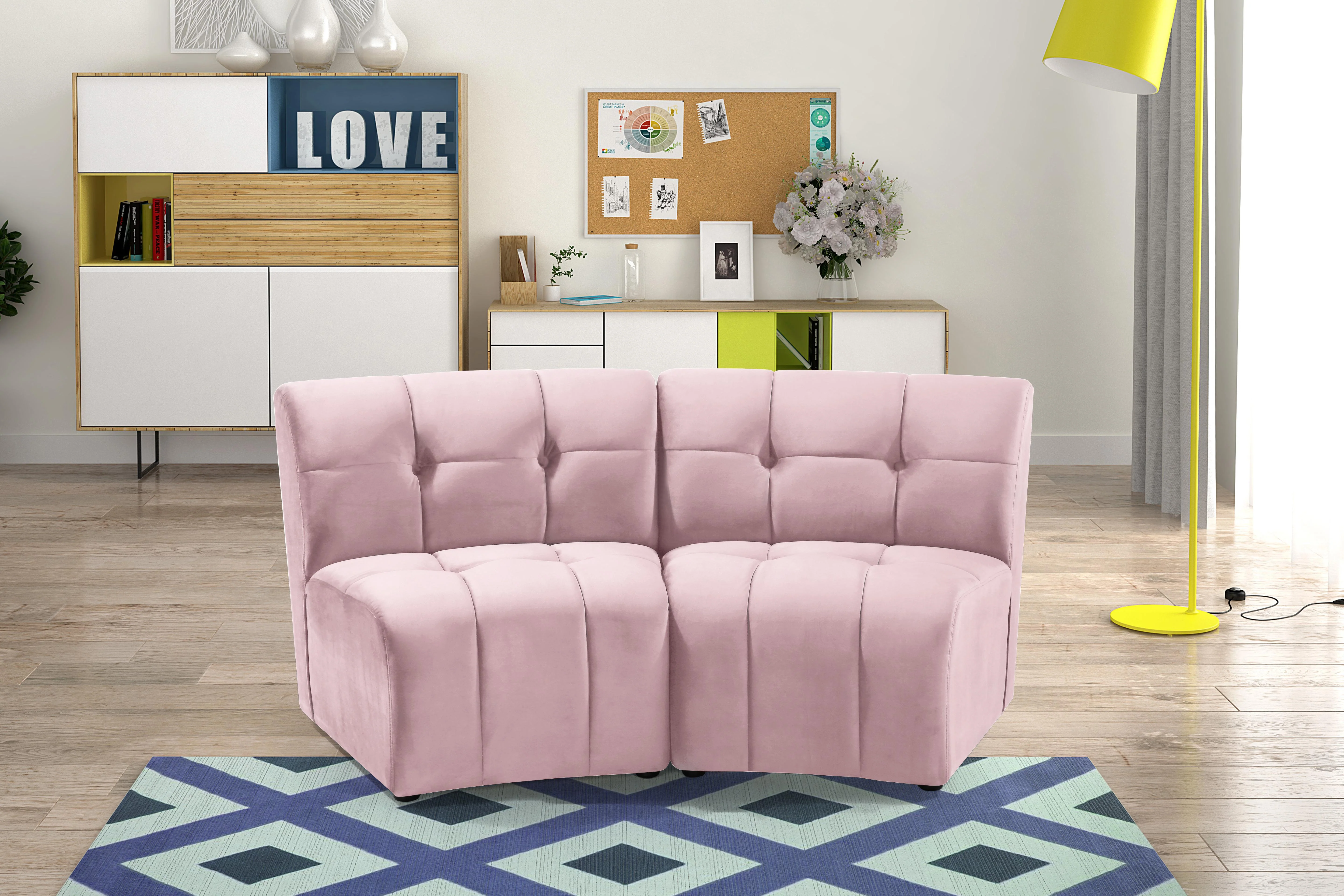 Limitless Pink Velvet 2pc. Modular Sectional - Image 2