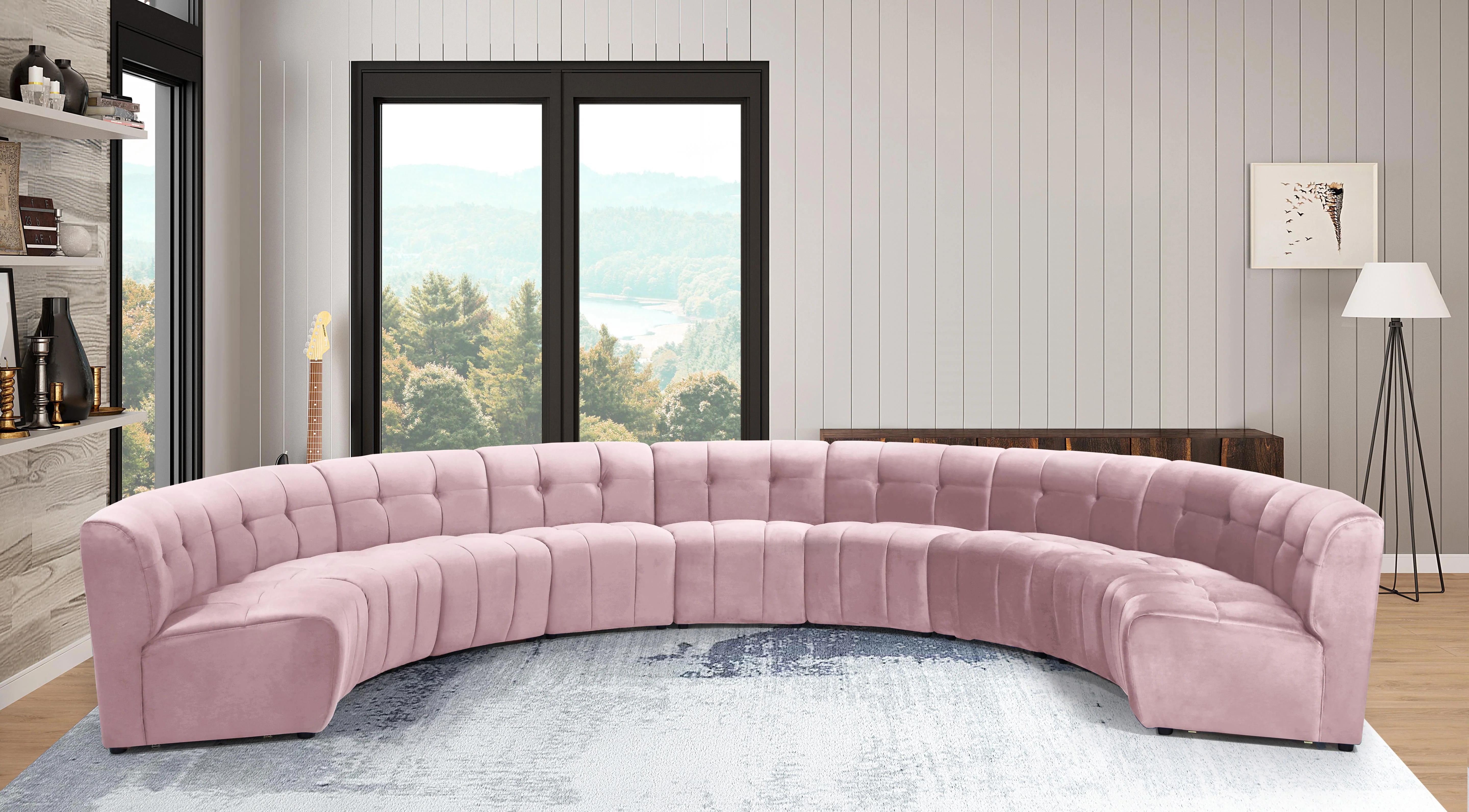 Limitless Pink Velvet 9pc. Modular Sectional - Image 2