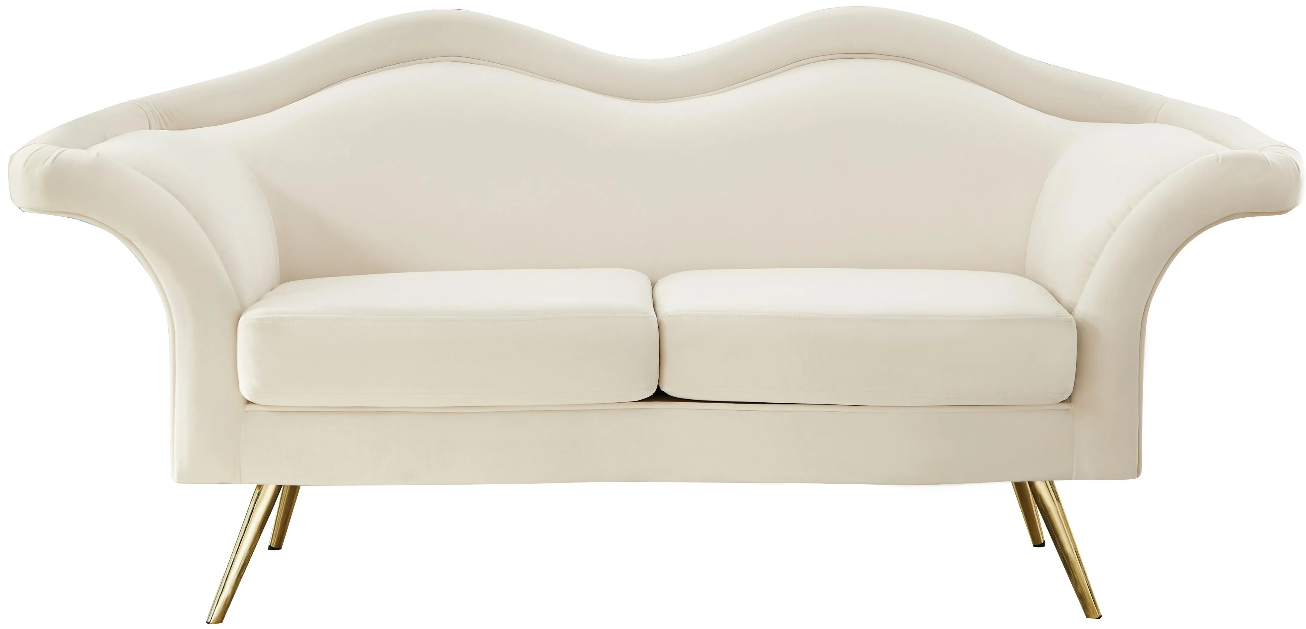 Lips Cream Velvet Loveseat - Image 5