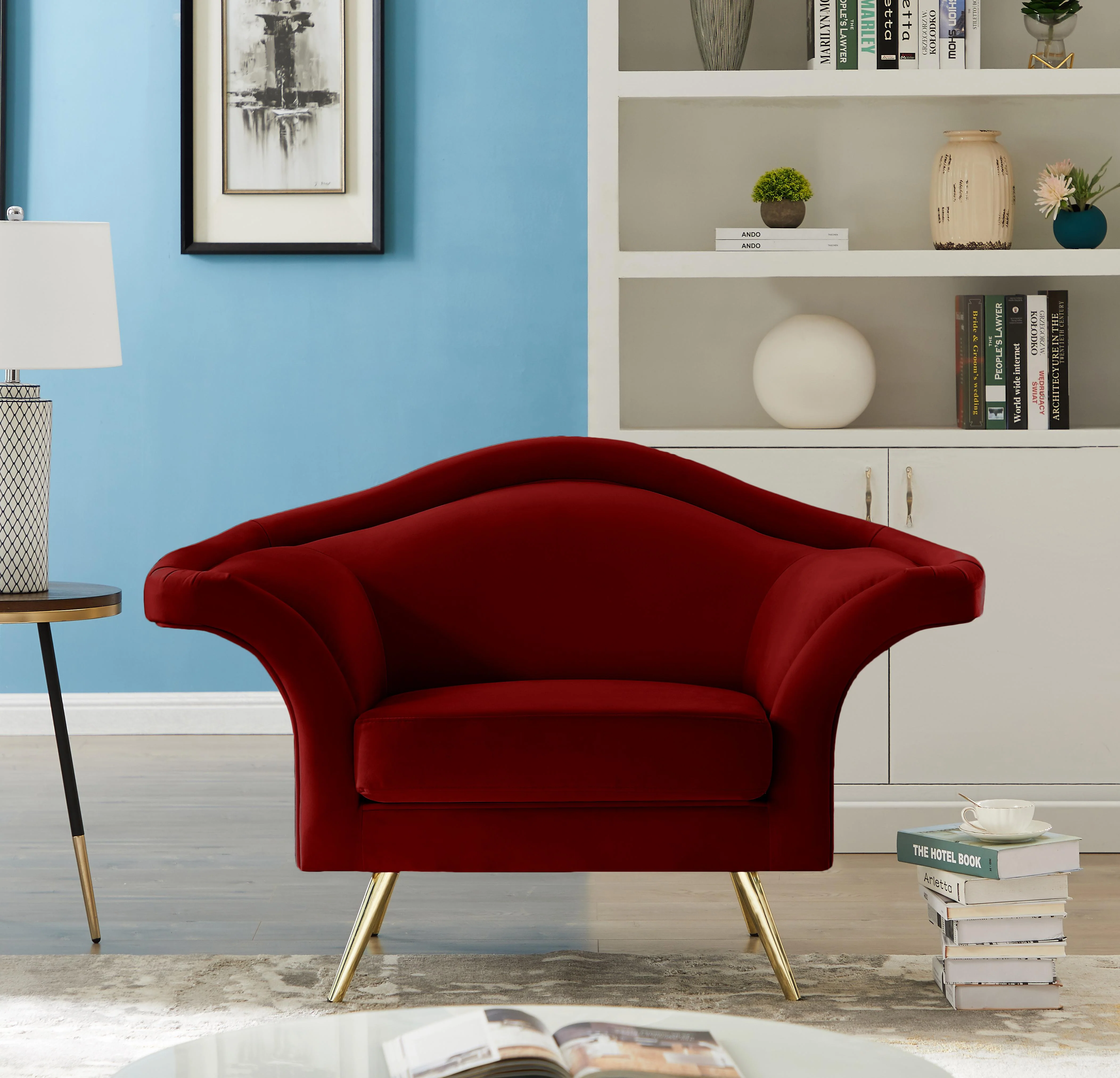 Lips Red Velvet Chair - Image 2