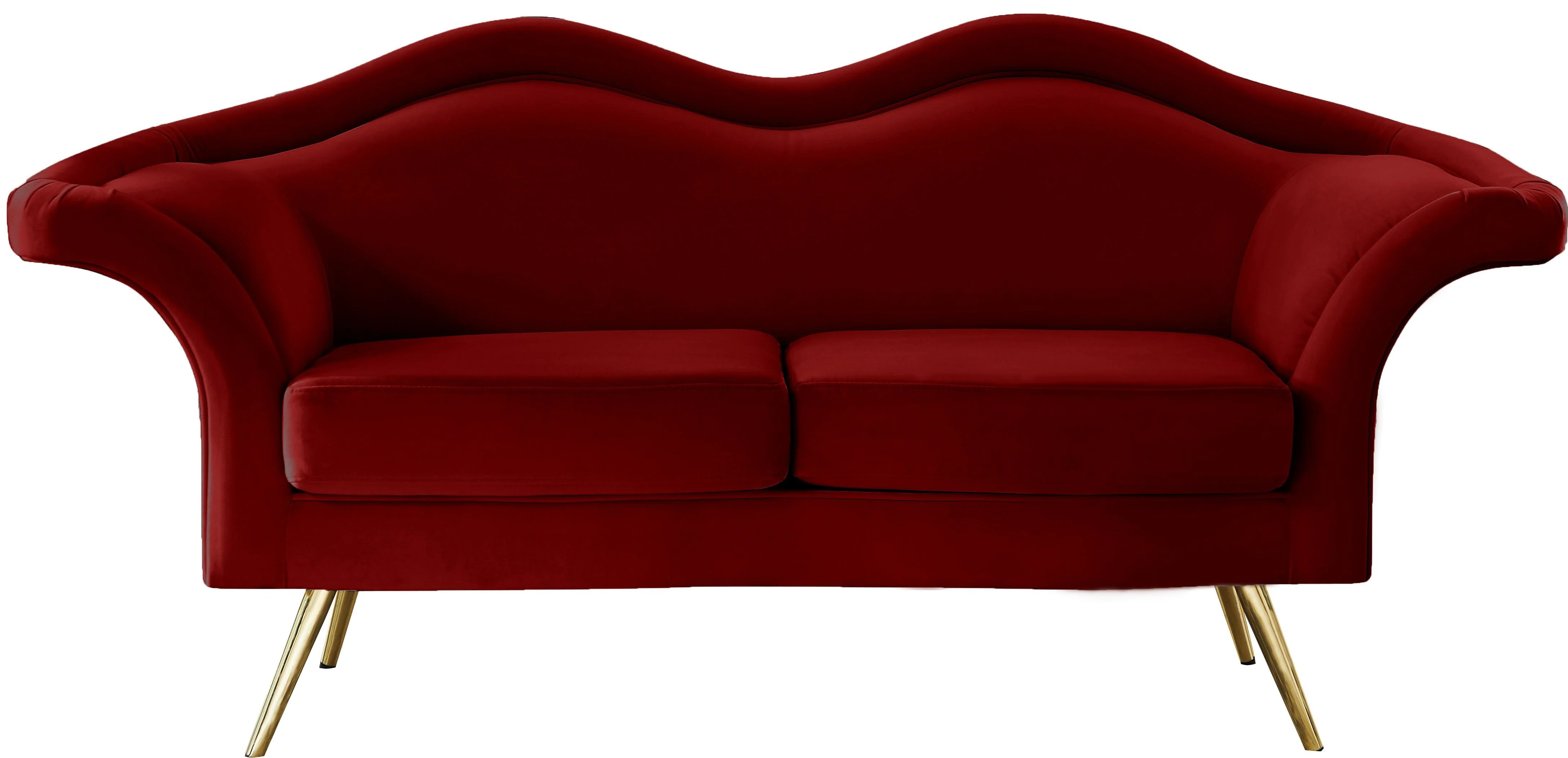 Lips Red Velvet Loveseat - Image 5