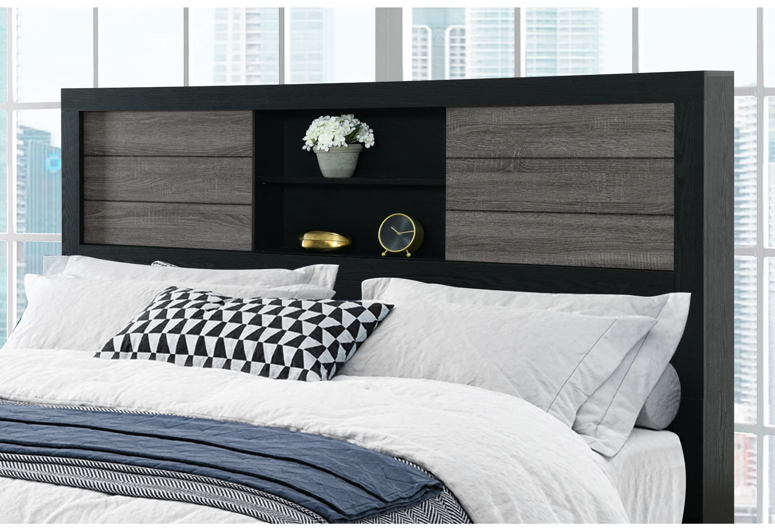 LISBON GREY/BLACK BOOKCASE FULL BED GROUP - Image 3