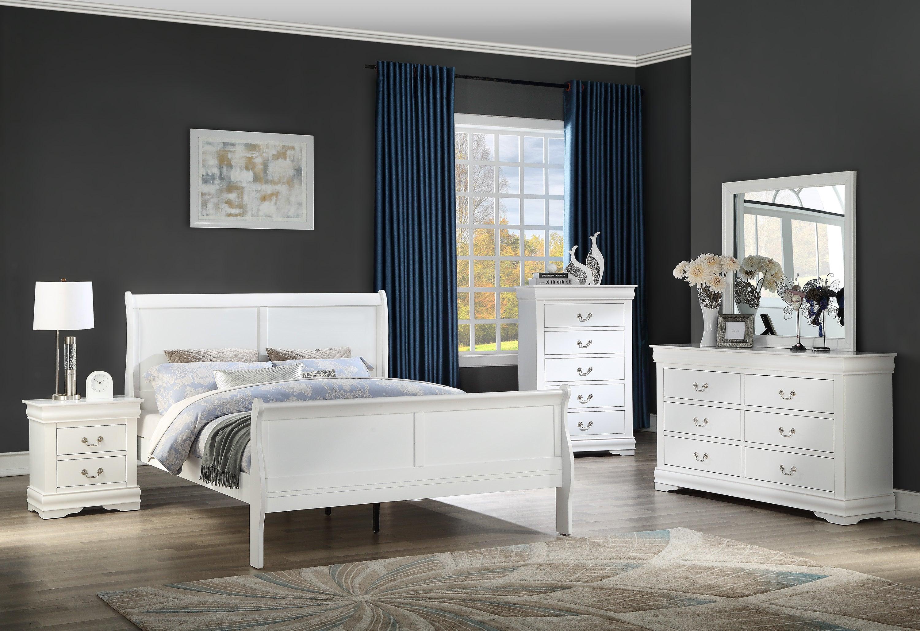 Louis Philip Full Panel Bed White