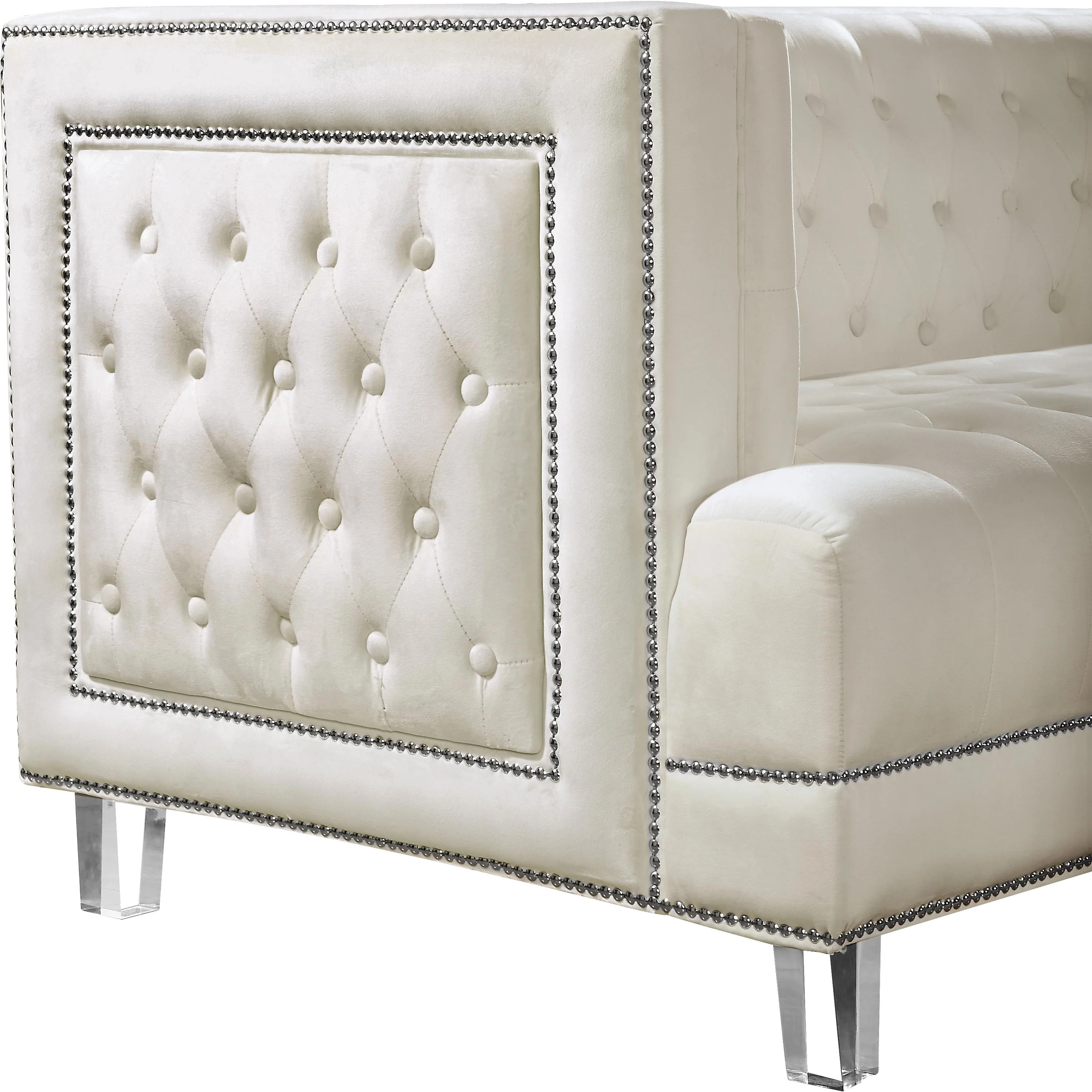 Lucas Cream Velvet Loveseat - Image 3