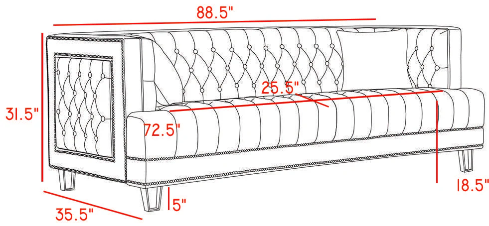 Lucas Cream Velvet Sofa - Image 5