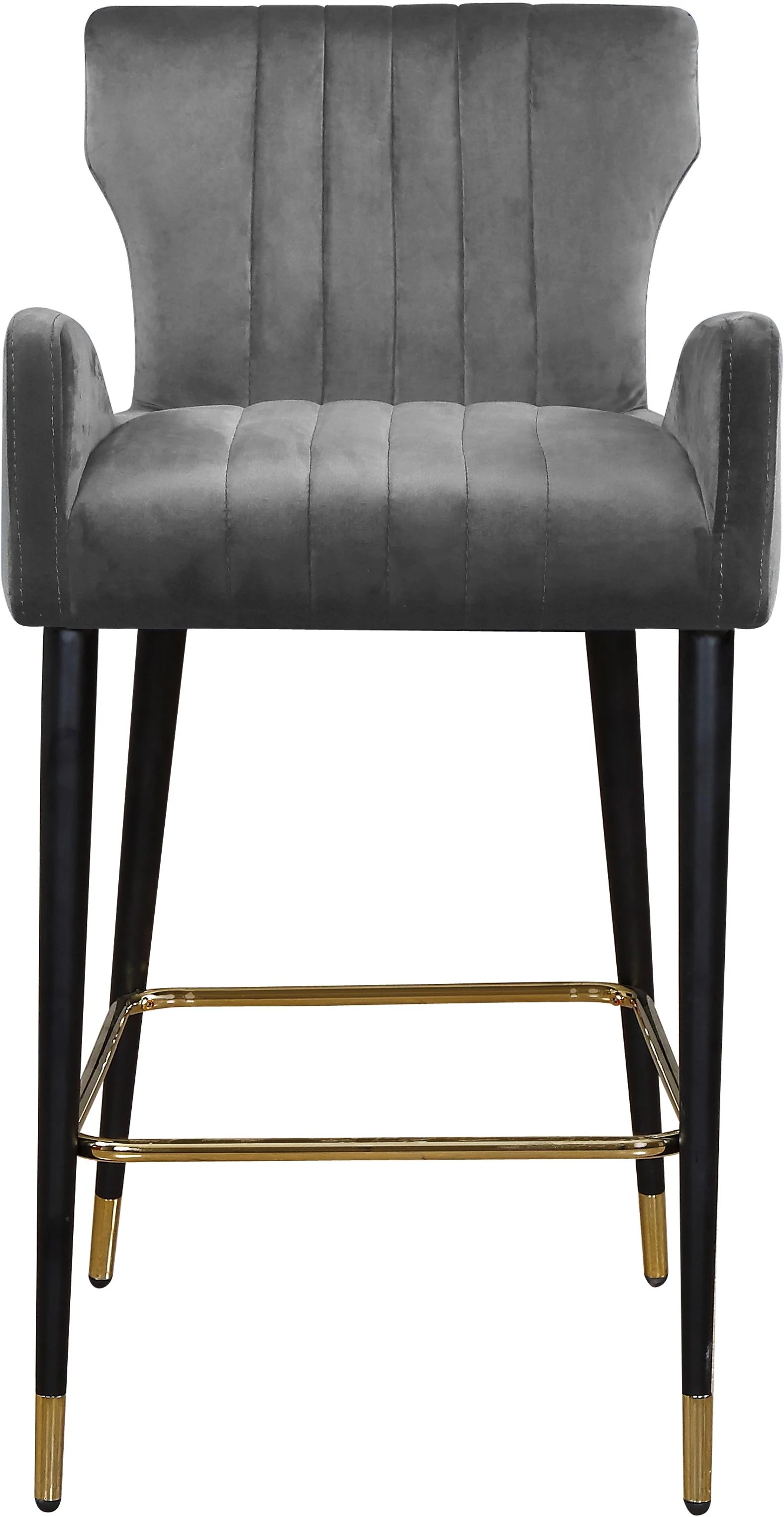 Luxe Grey Velvet Stool - Image 4