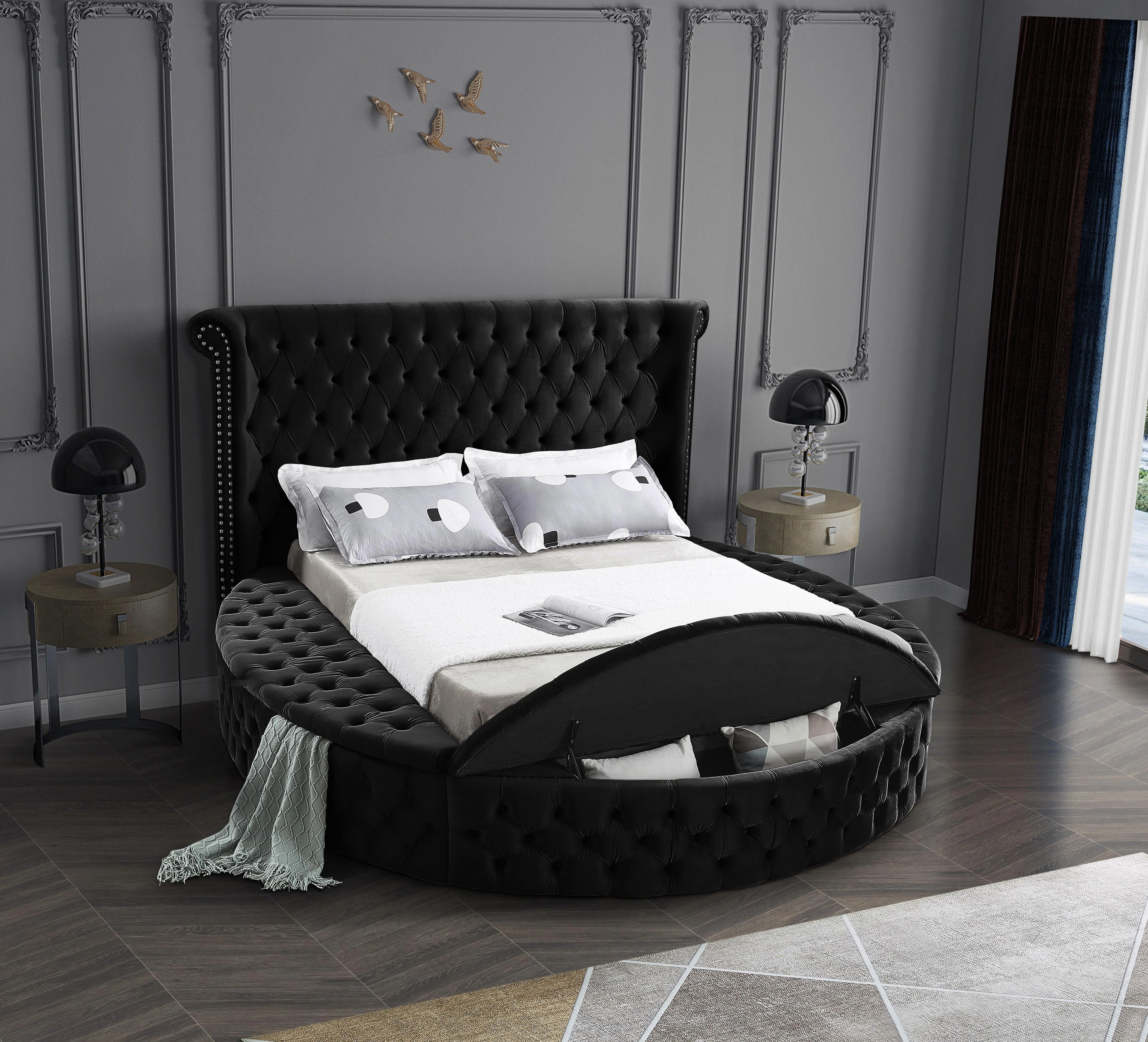 Luxus Black Velvet Queen Bed (3 Boxes) - Image 4