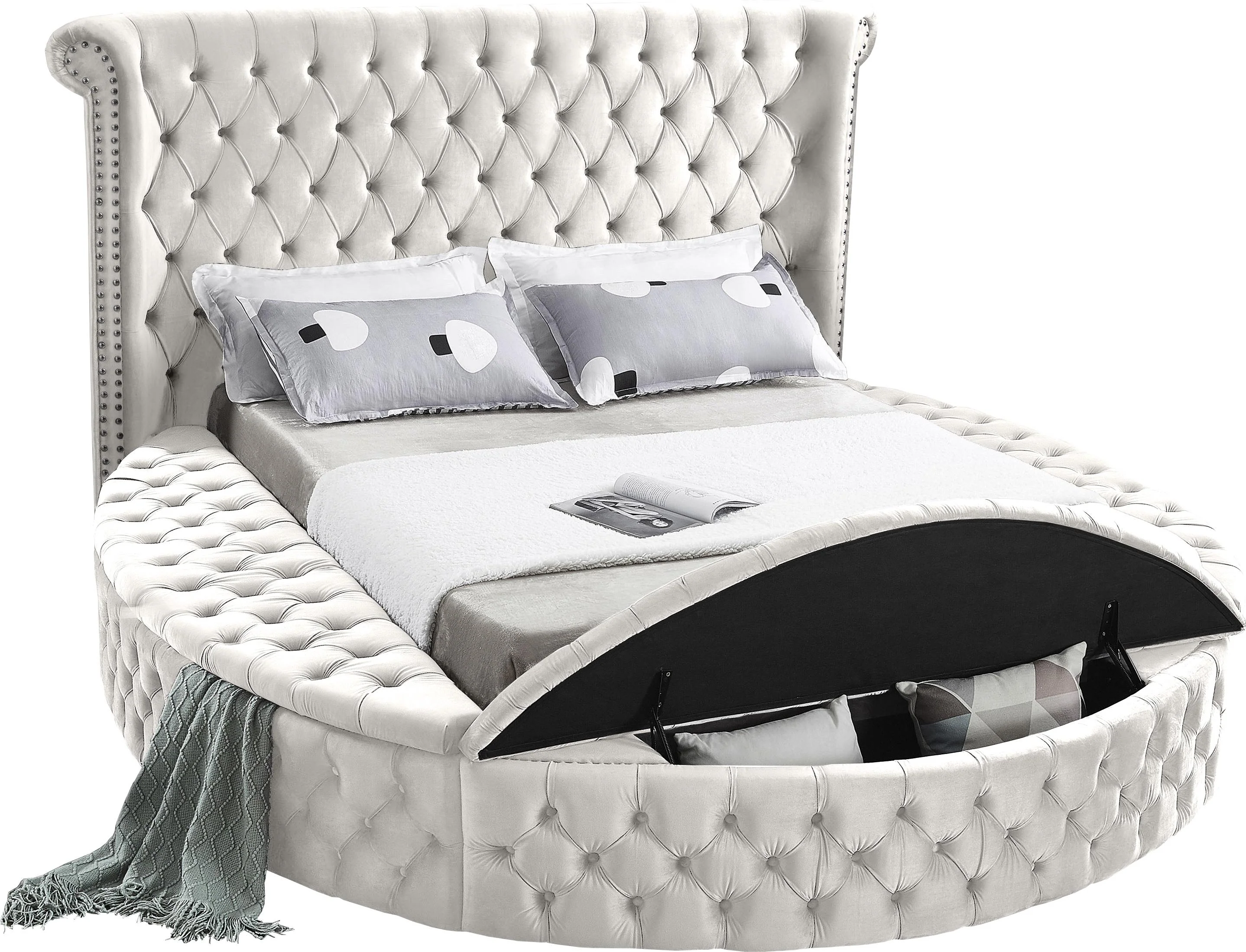 Luxus Cream Velvet Full Bed (3 Boxes) - Image 2