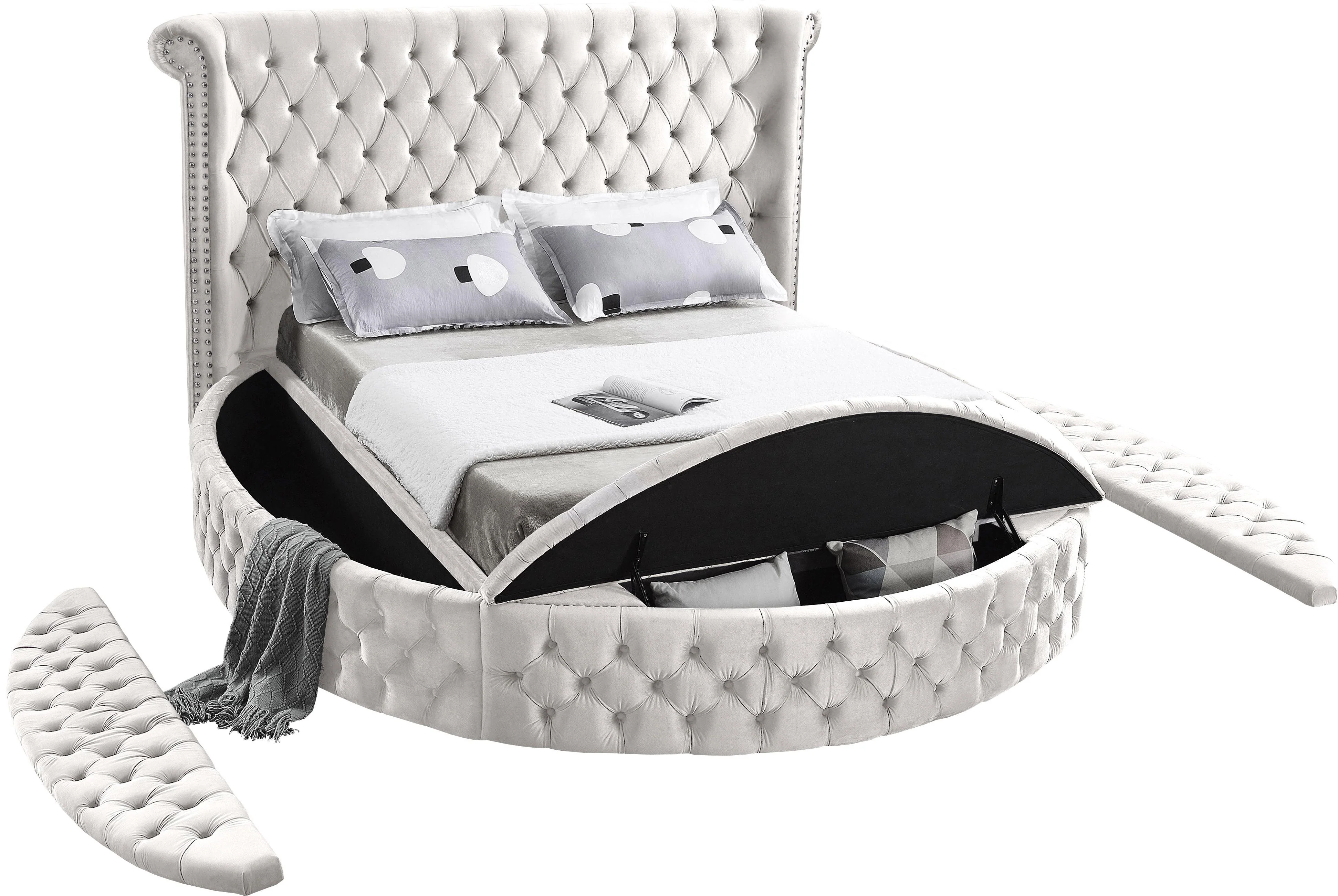 Luxus Cream Velvet Full Bed (3 Boxes) - Image 7