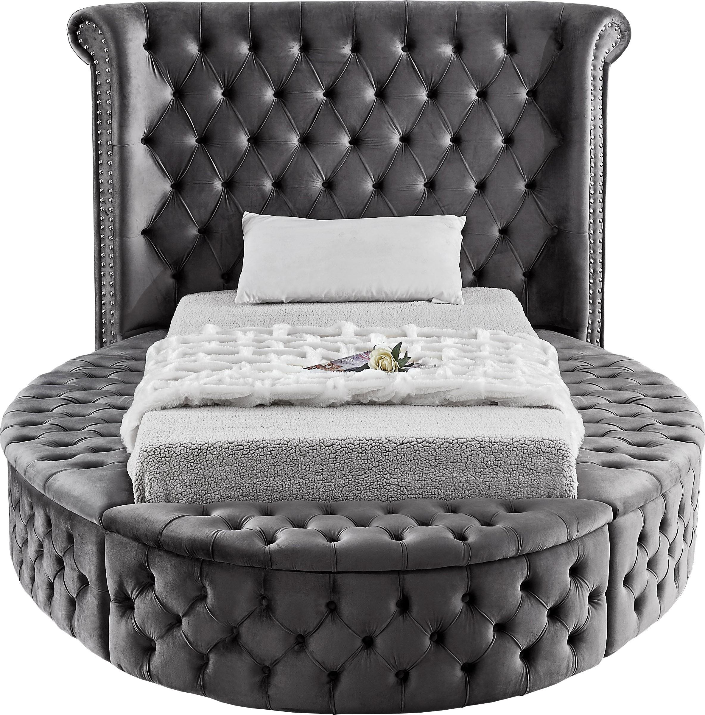 Luxus Grey Velvet Twin Bed (3 Boxes) - Image 5