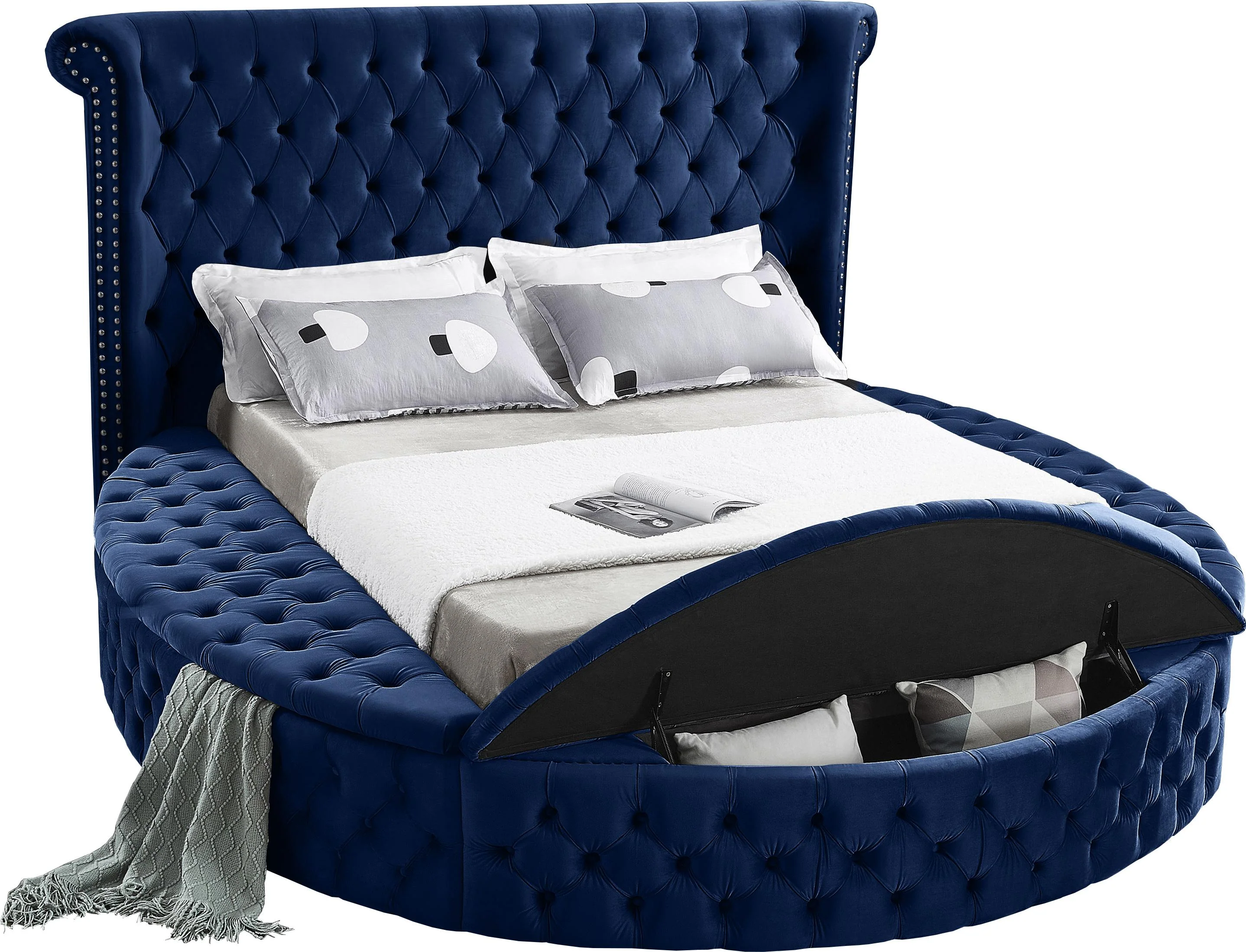 Luxus Navy Velvet King Bed (3 Boxes) - Image 2