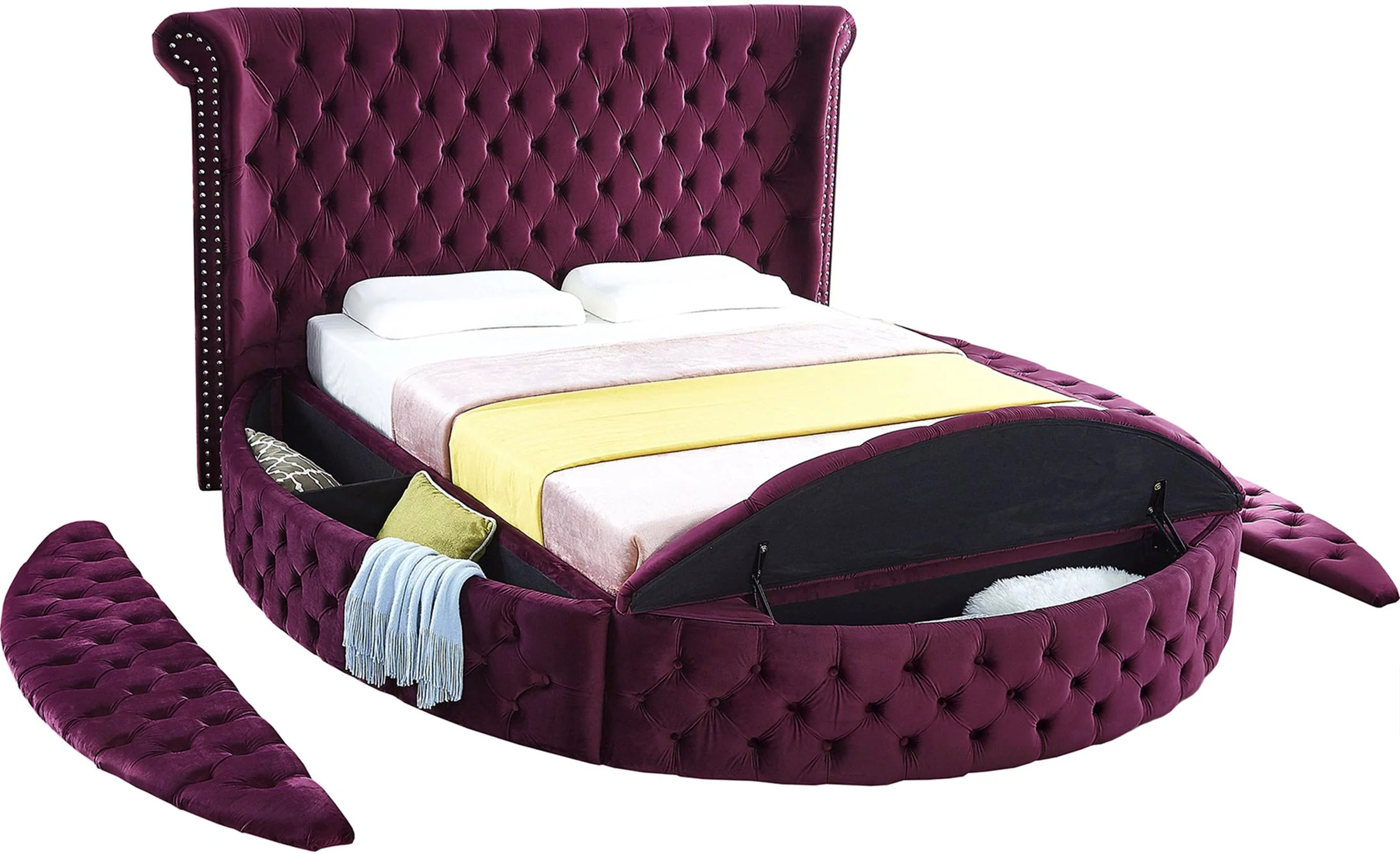 Luxus Purple Velvet Queen Bed - Image 7