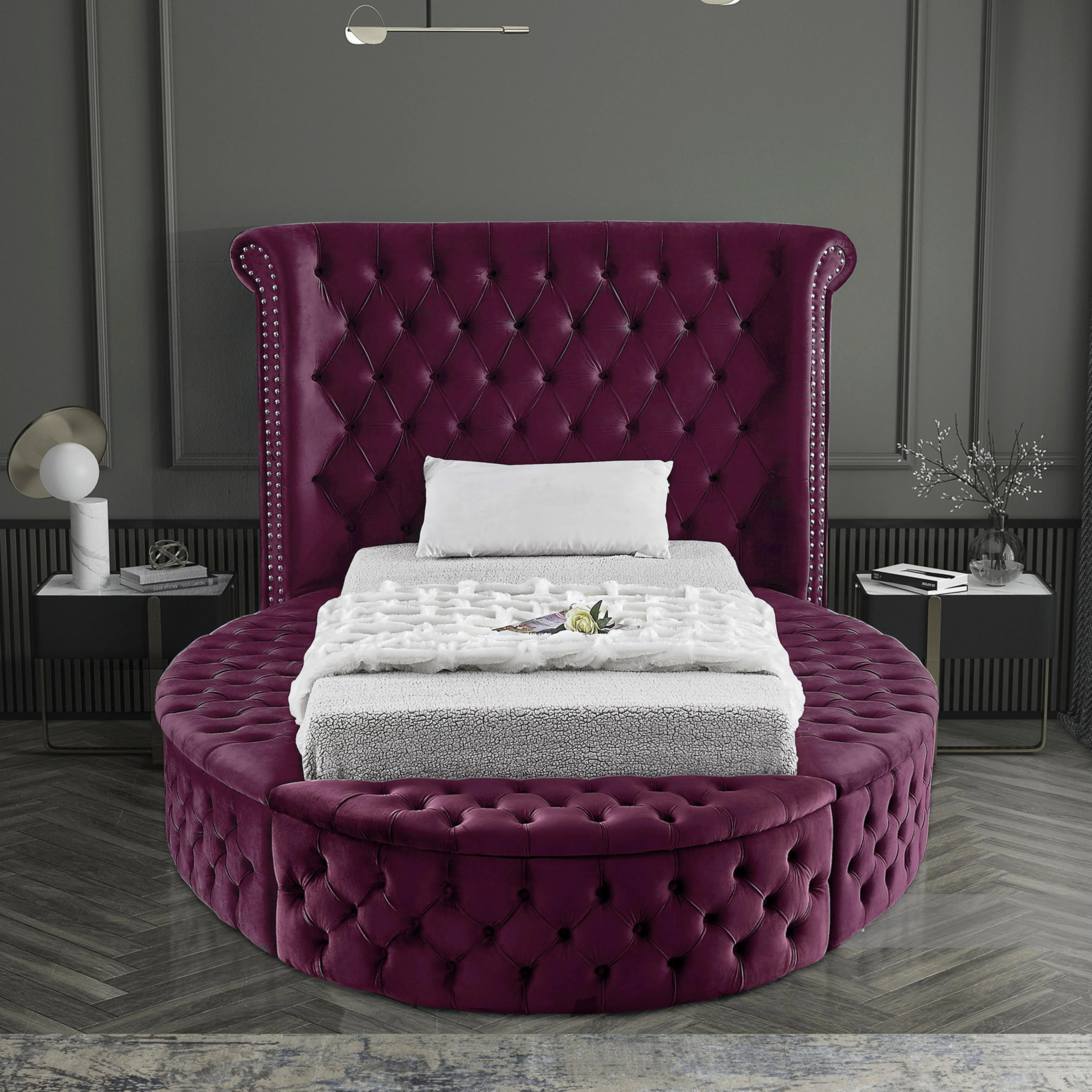 Luxus Purple Velvet Twin Bed - Image 6