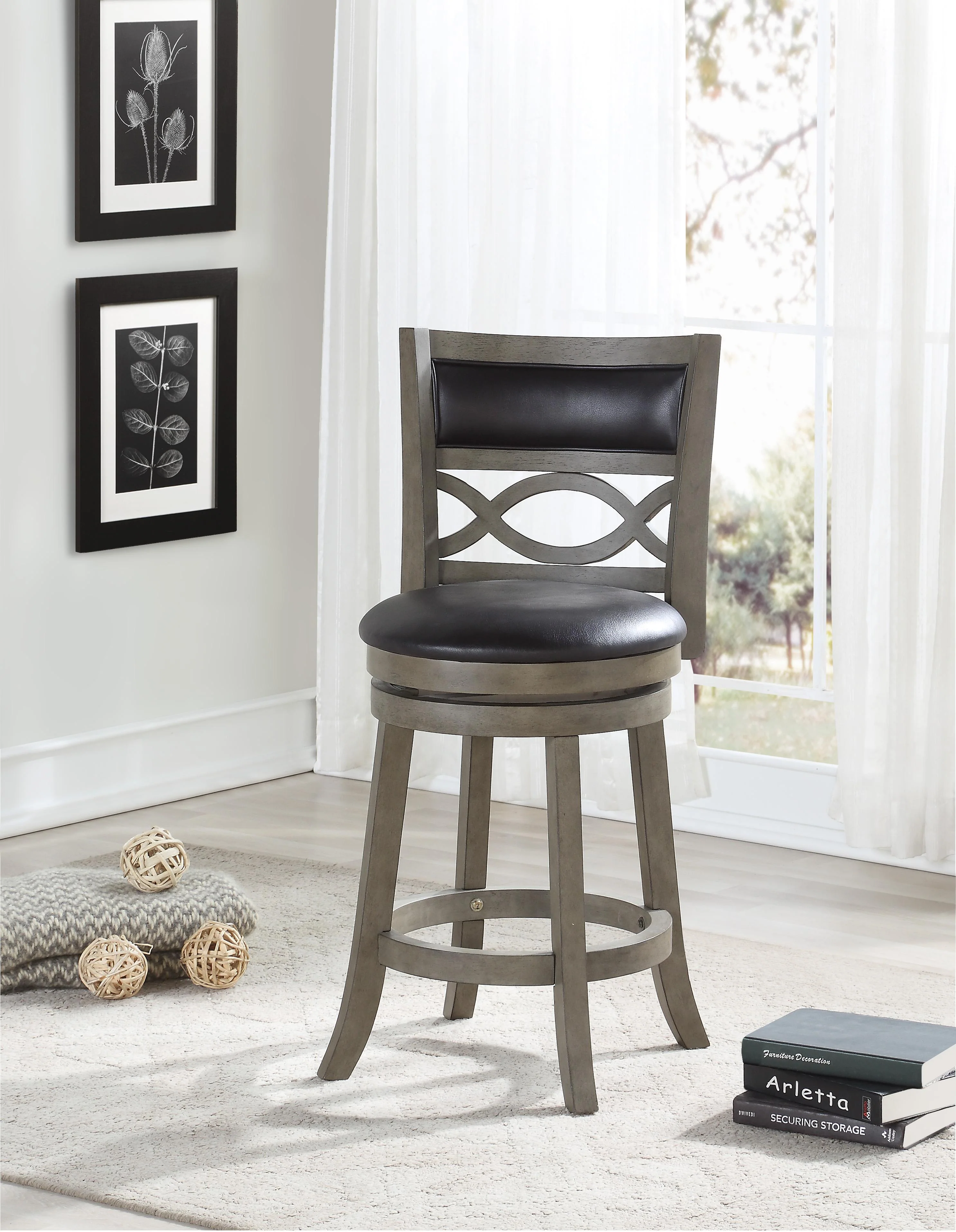 MANCHESTER 24" COUNTER STOOL-ANT GRAY W/PU SEAT - Image 6
