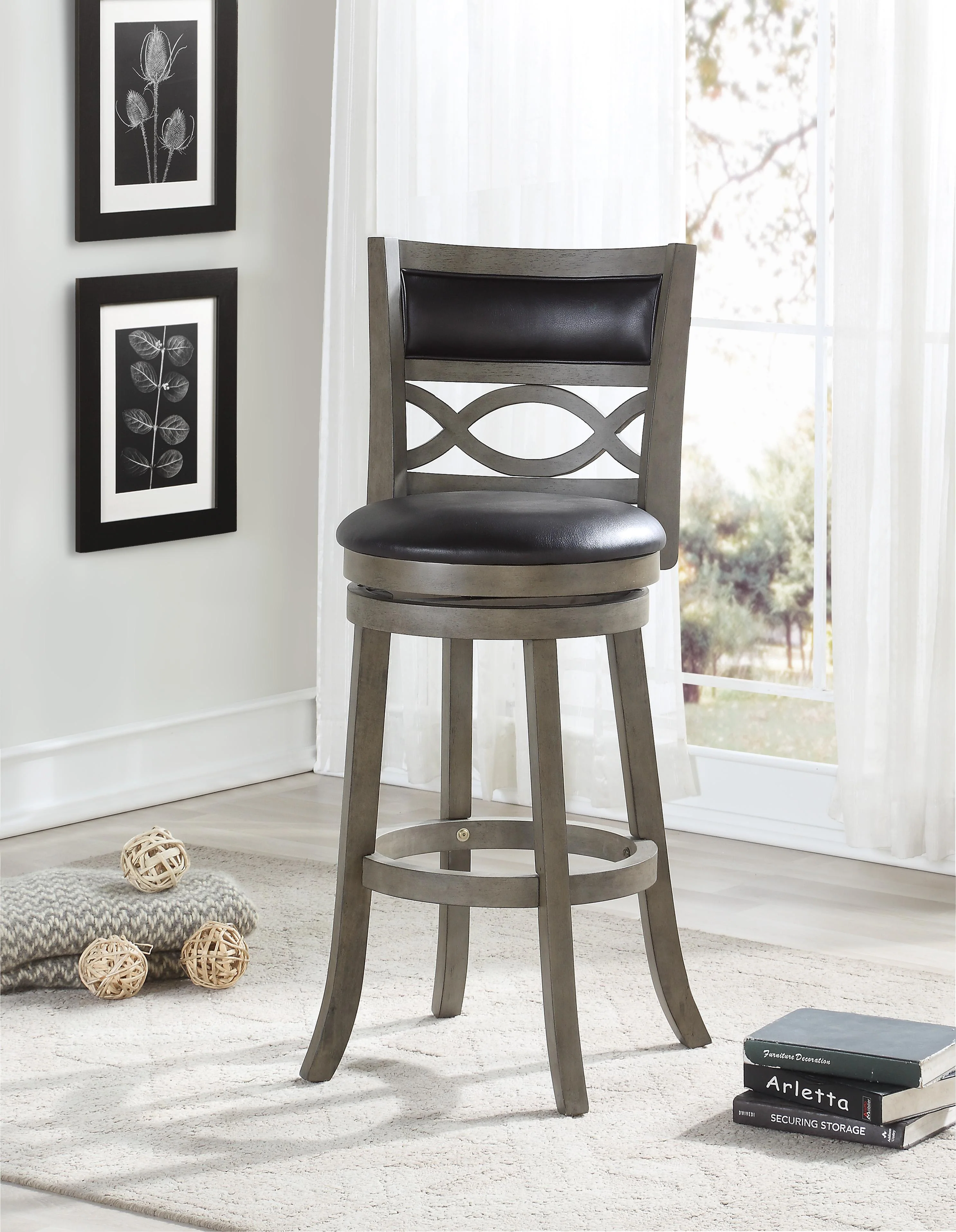 MANCHESTER 29" BAR STOOL-ANT GRAY W/PU SEAT - Image 6
