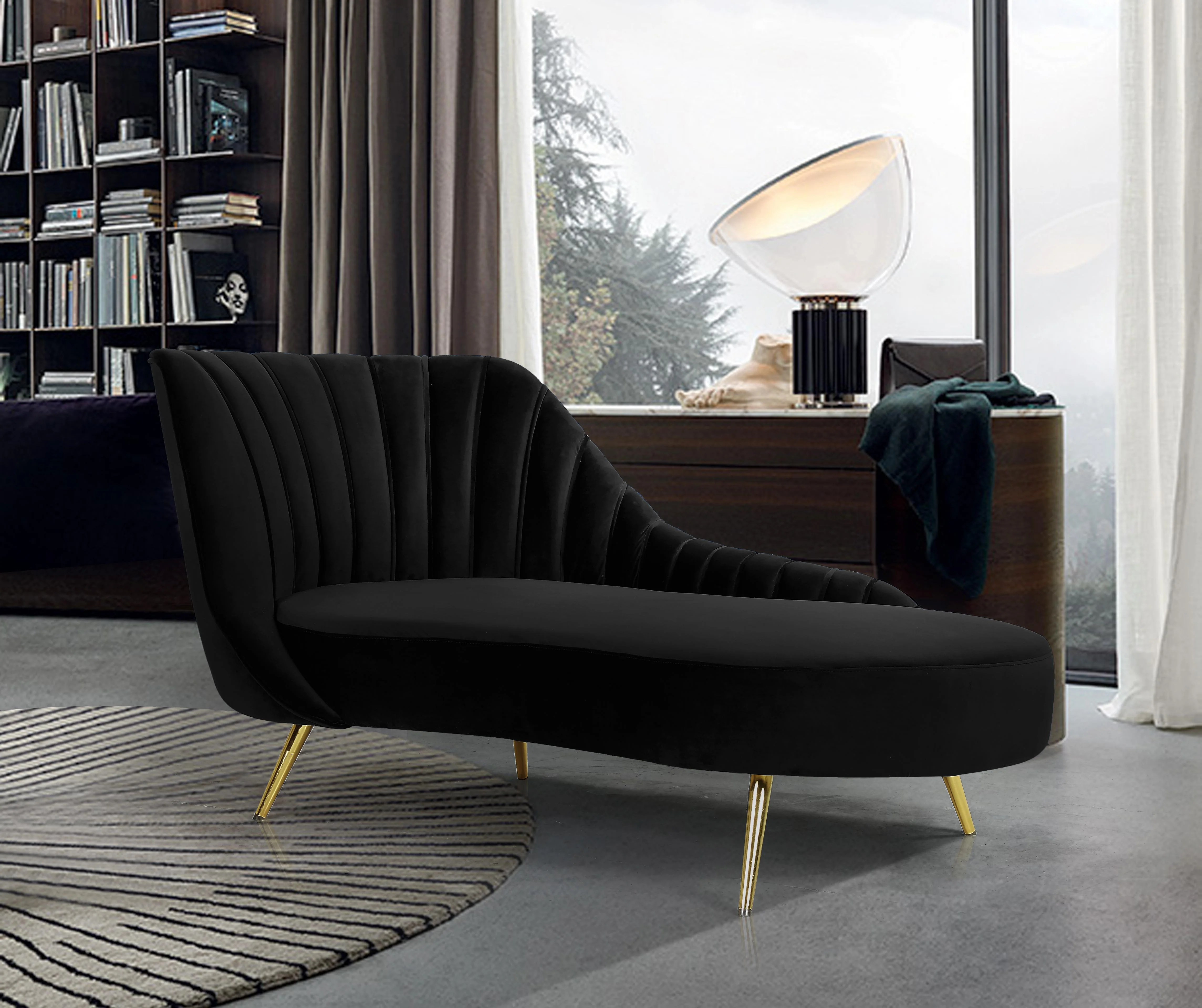 Margo Black Velvet Chaise - Image 2