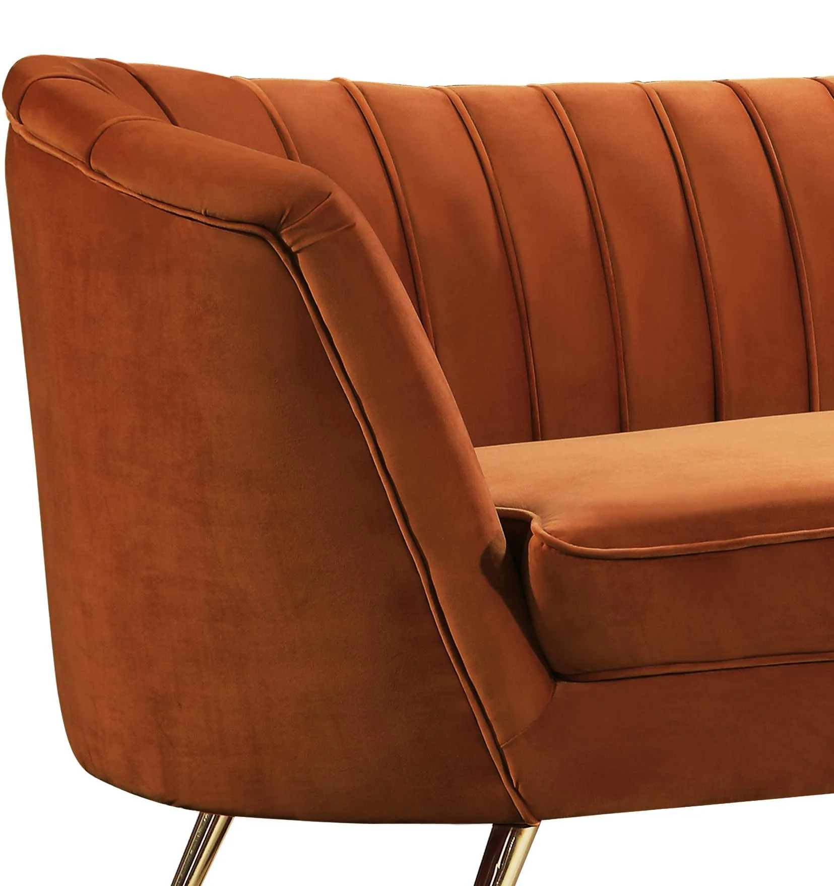 Margo Cognac Velvet Sofa - Image 3
