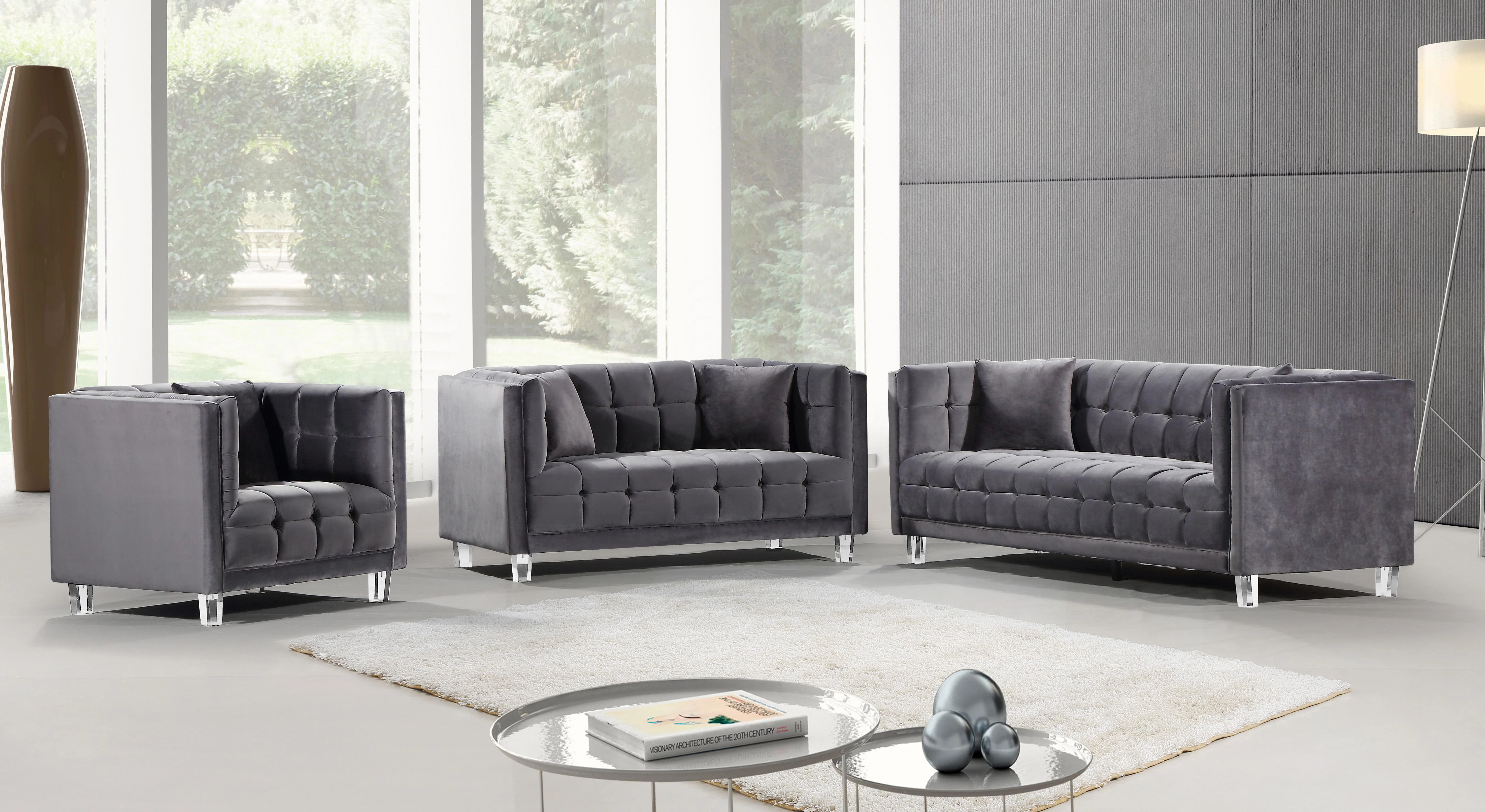 Mariel Grey Velvet Loveseat - Image 4