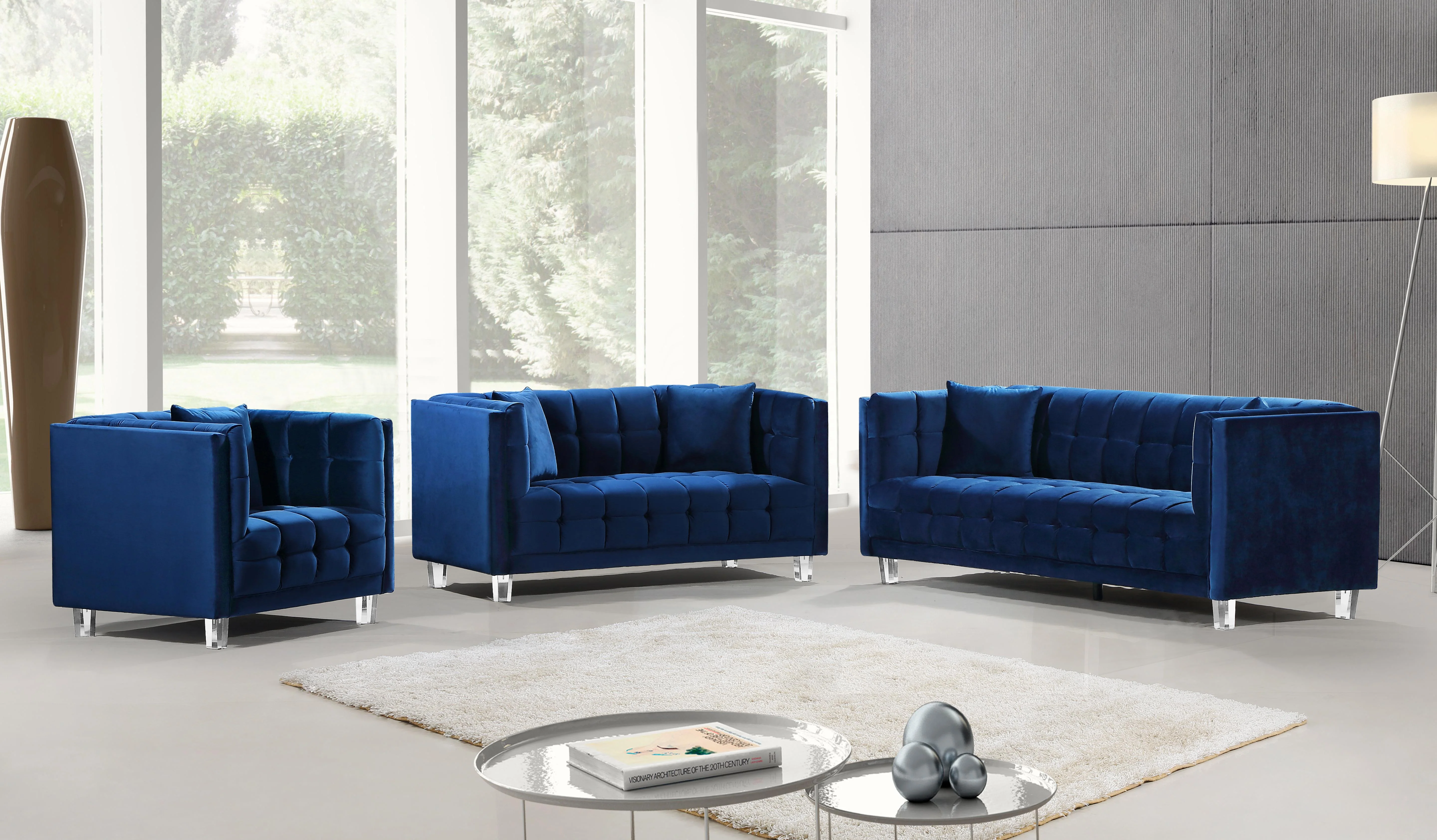 Mariel Navy Velvet Chair - Image 3