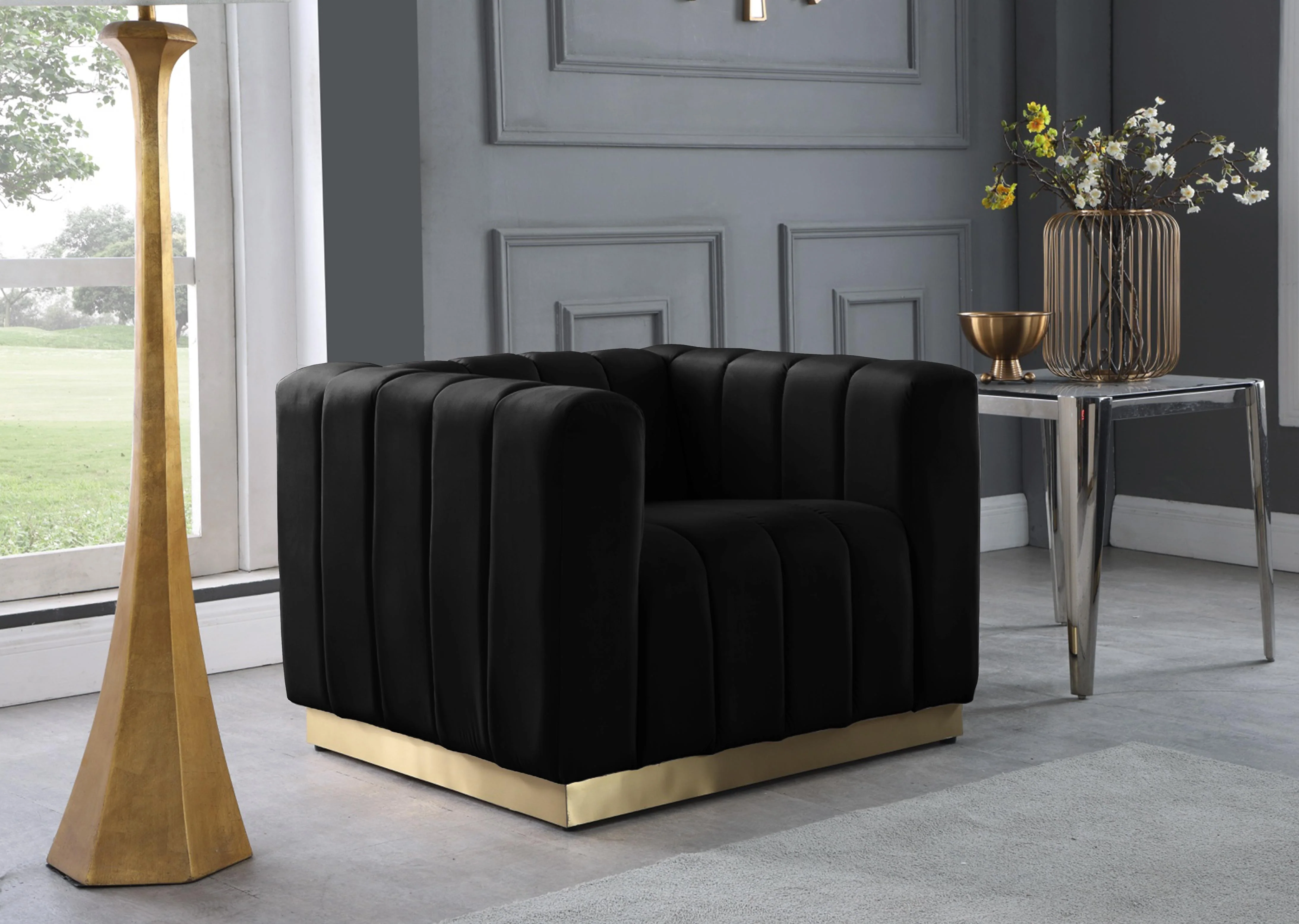 Marlon Black Velvet Chair - Image 2