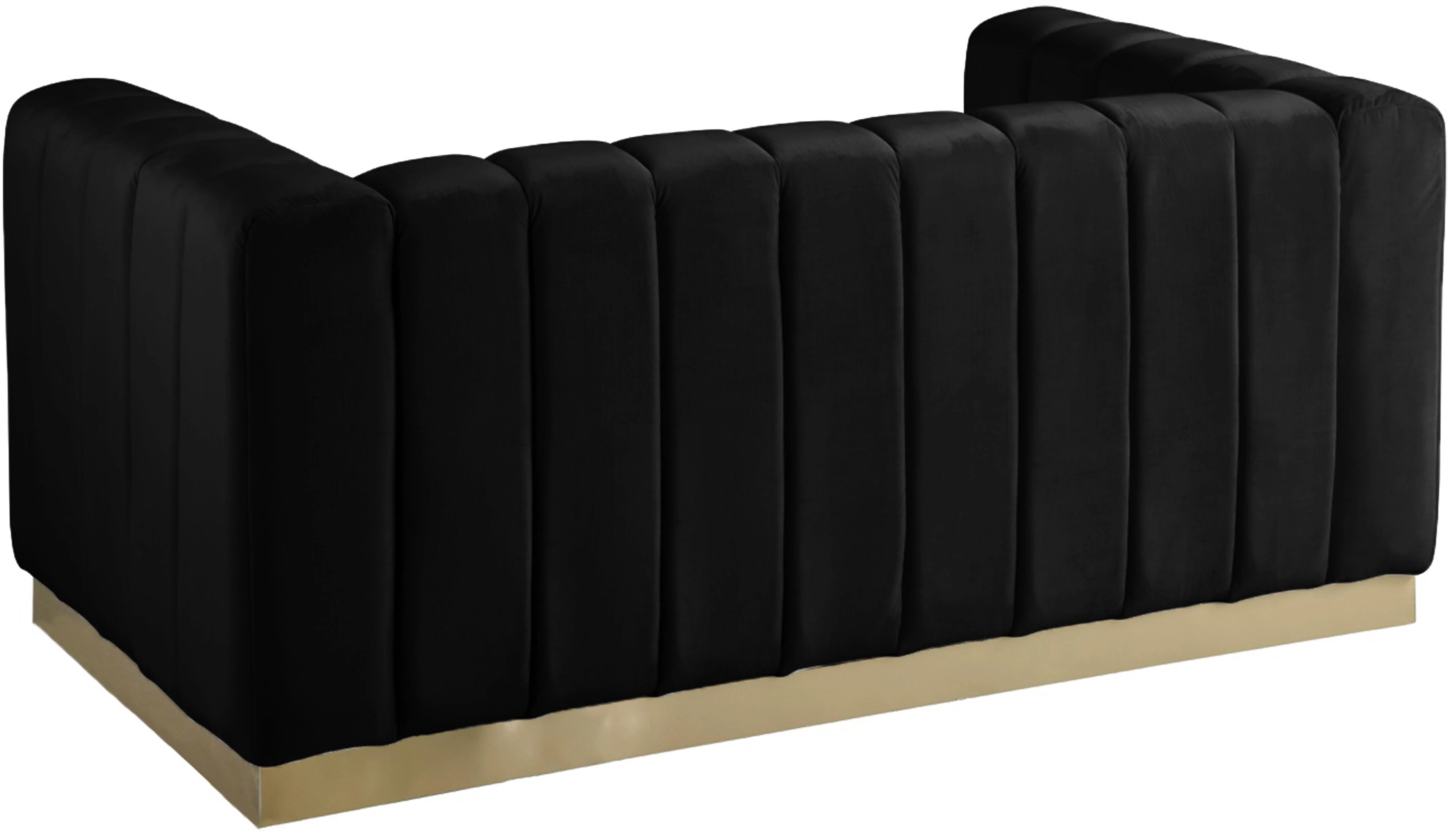Marlon Black Velvet Loveseat - Image 3