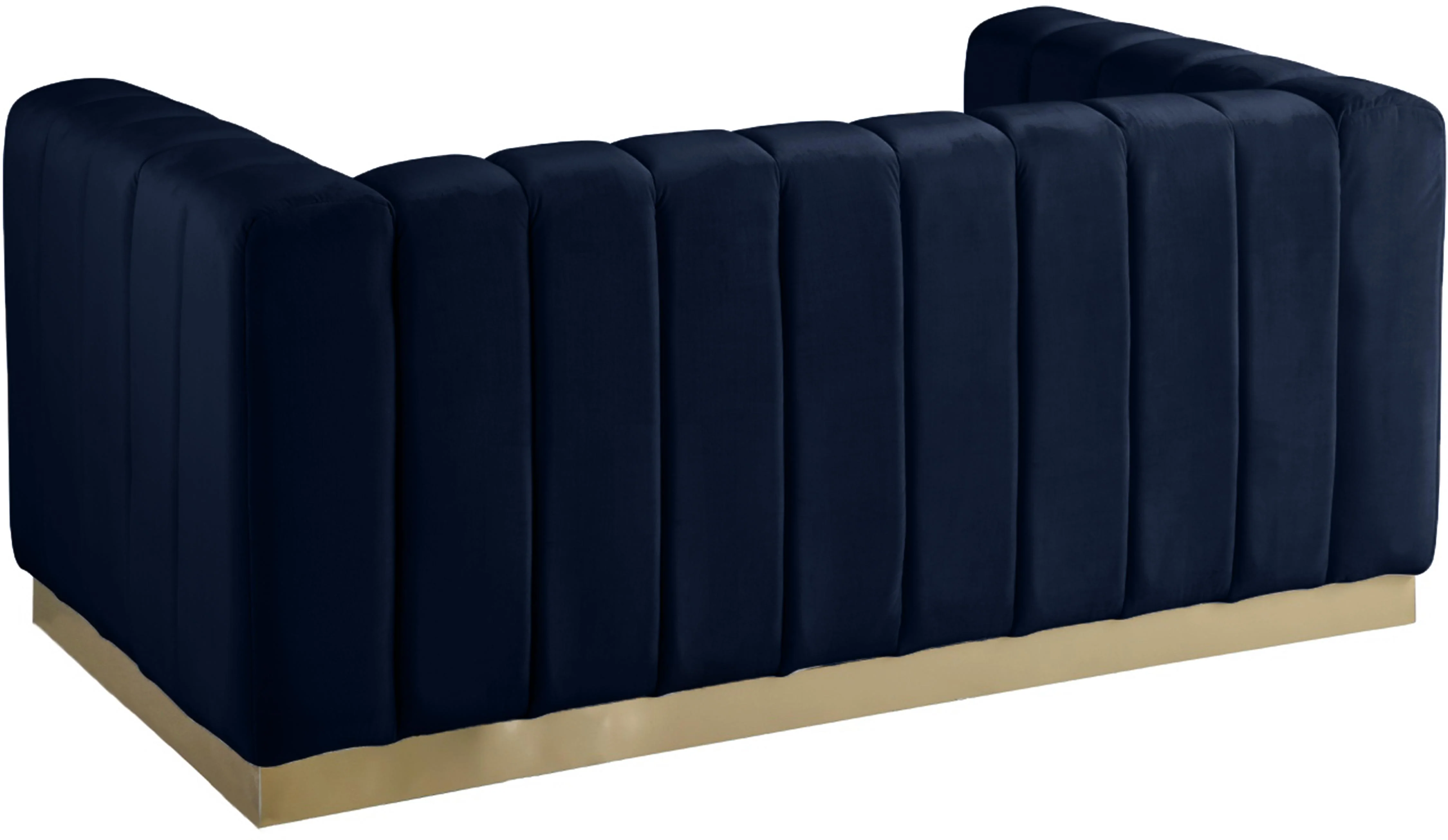 Marlon Navy Velvet Loveseat - Image 3