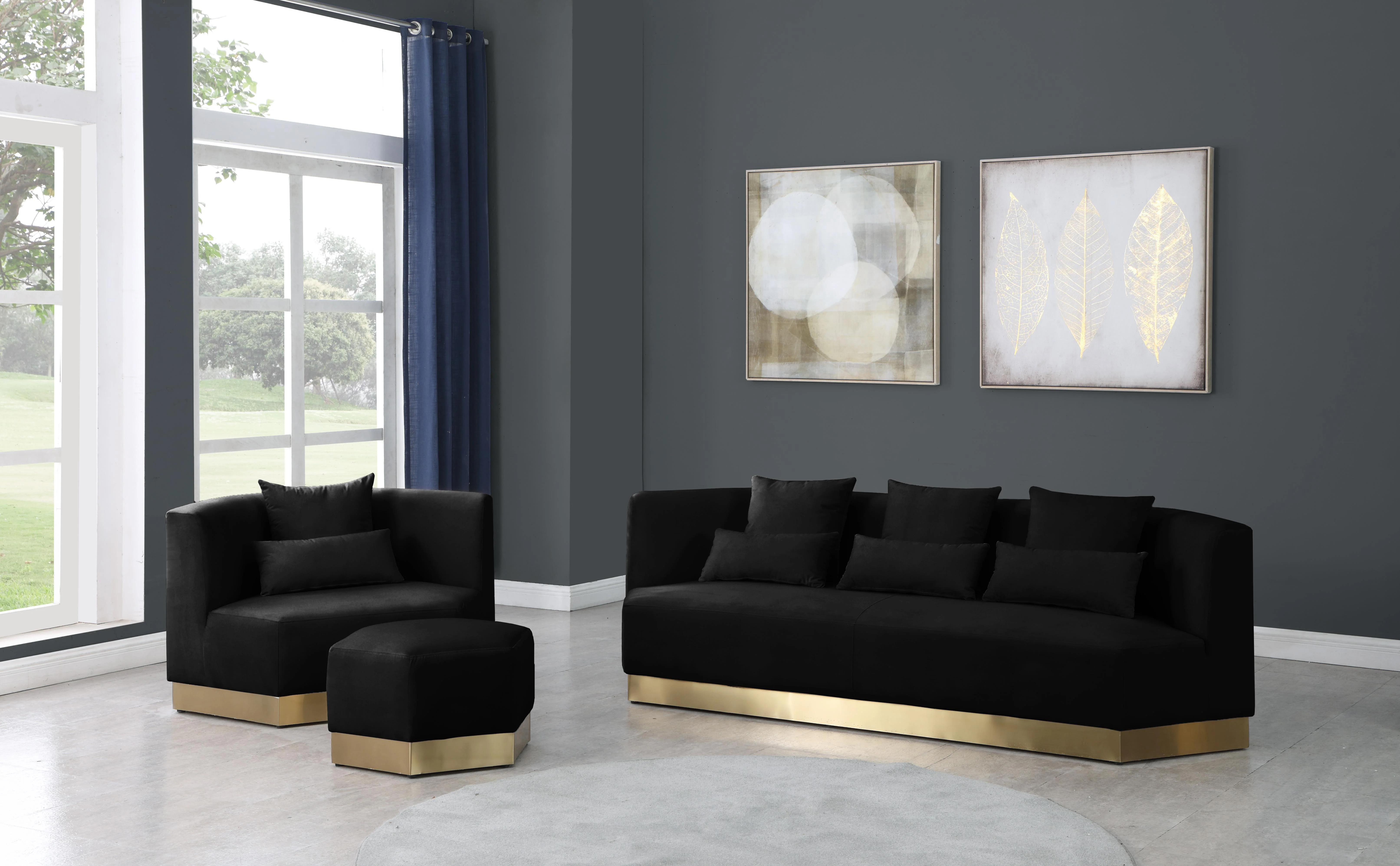 Marquis Black Velvet Sofa - Image 6
