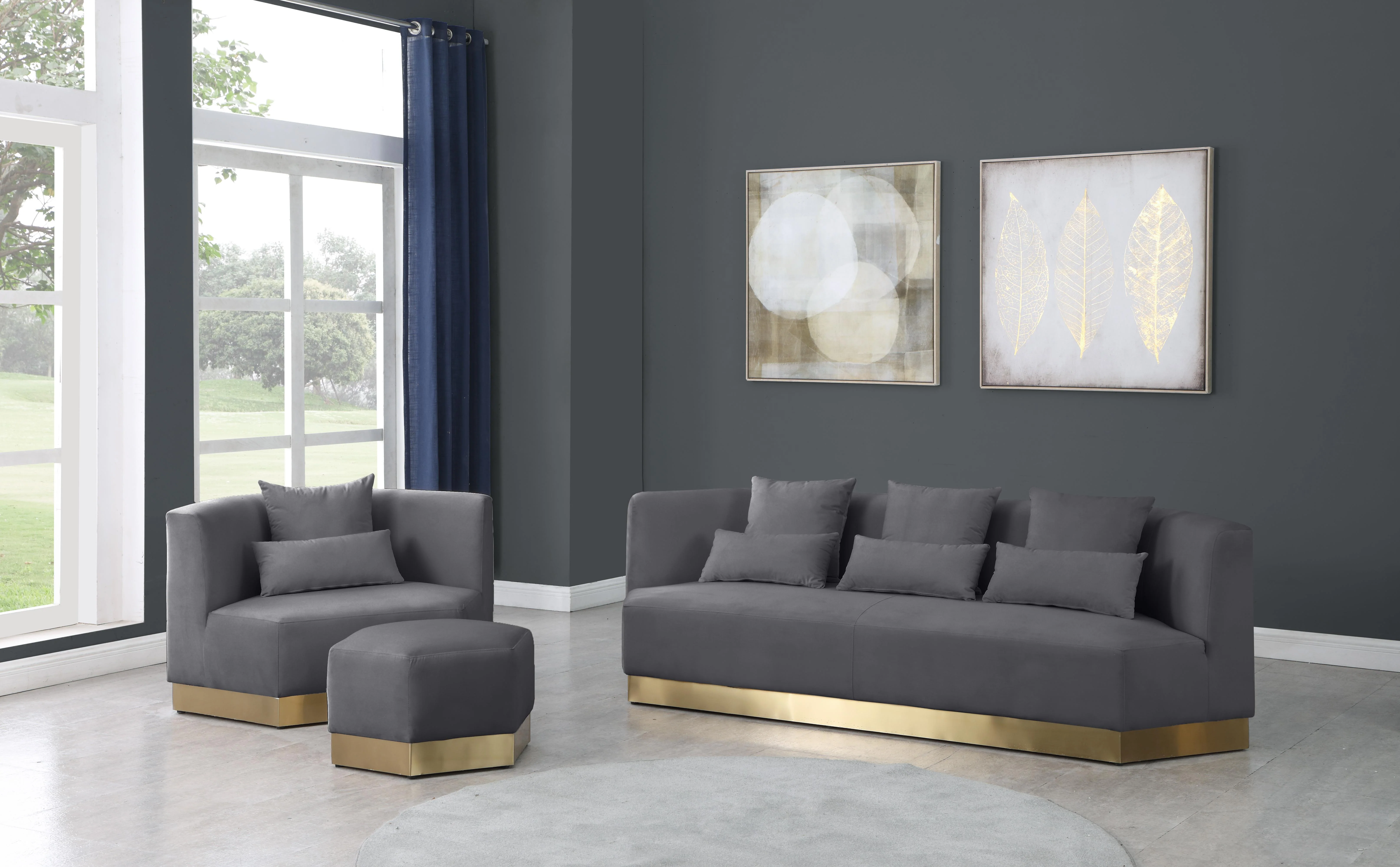 Marquis Grey Velvet Sofa - Image 6