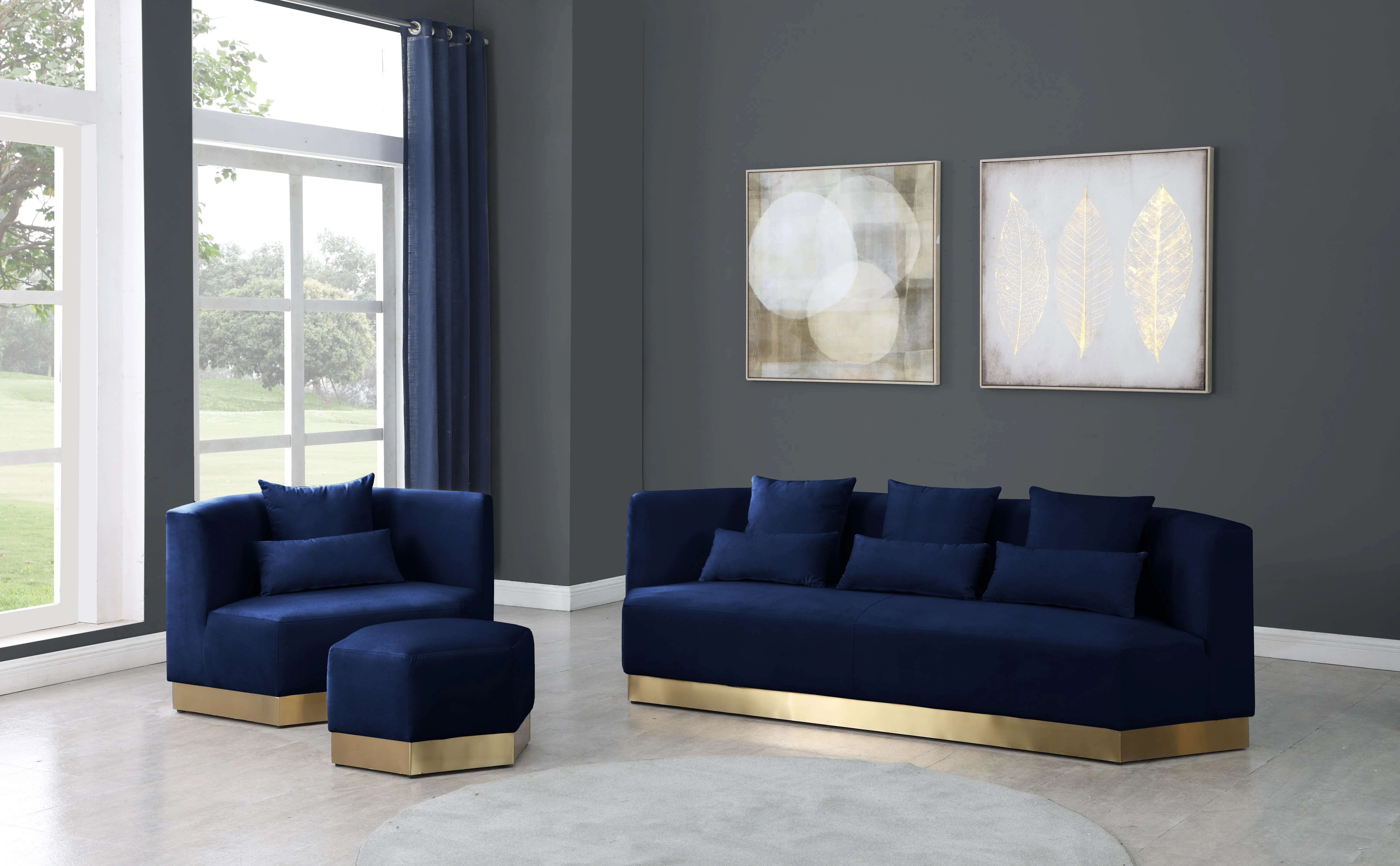 Marquis Navy Velvet Sofa - Image 6